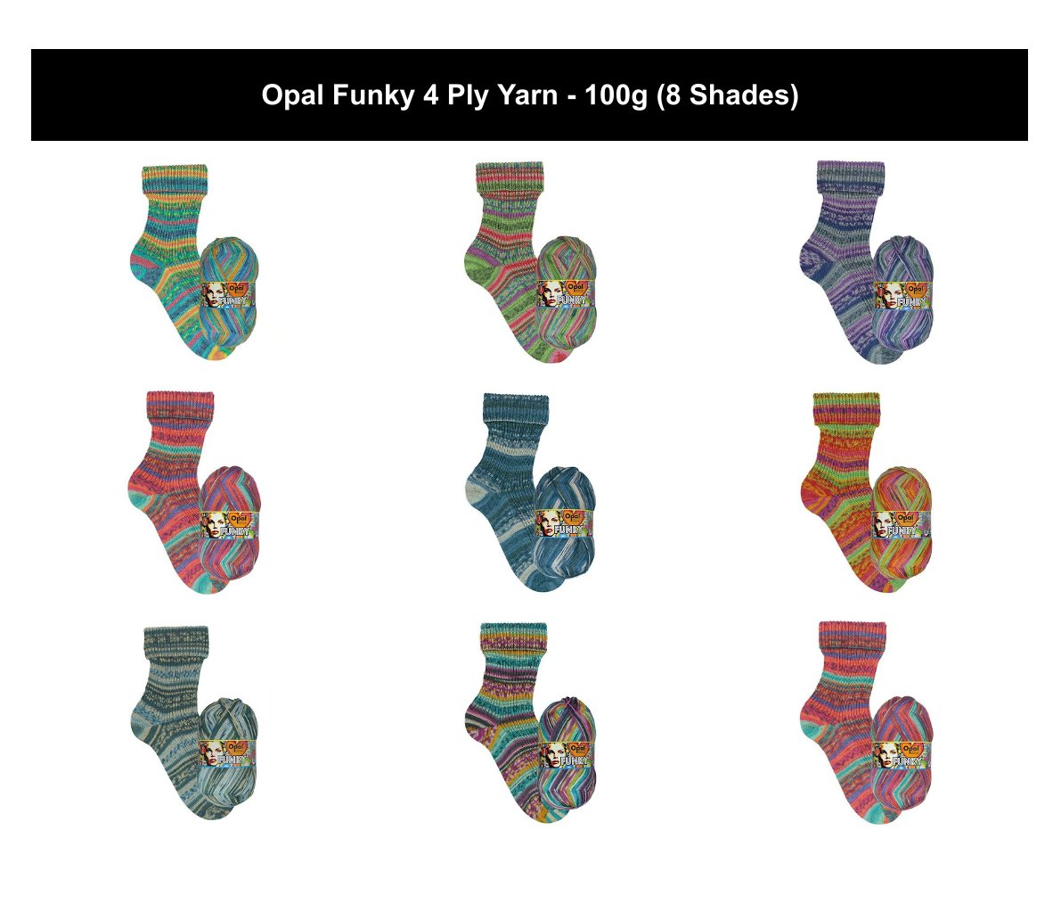 Opal FunkyMan 4 Ply Yarn - 100g, Wool Polyamide Blend lightweight Self-Patterning Knitting Wool Yarn for Crochet Socks & Accessories