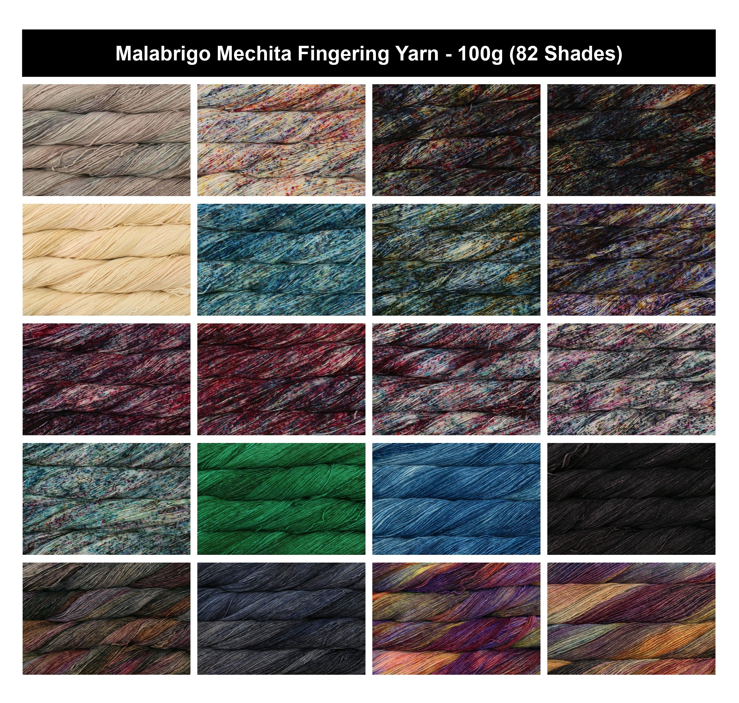 Malabrigo Mechita Fingering Wool Yarn - 100g, 100% Superwash Merino Wool, Kettle Dyed Single Ply Crochet & Knitting Yarn for Shawls, Lace, Scarves & Baby Items