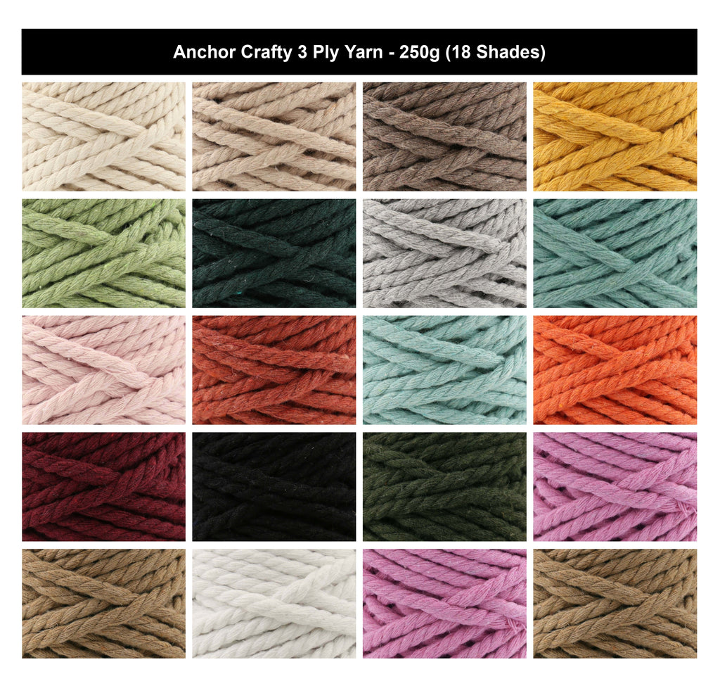 Anchor Crafty 250g Recycled Thread Yarn - 250g, Chunky Eco-Friendly Poly Cotton Blend Yarn for Crochet, Knitting, Macramé, Wall Hanging & Home Décor Projects