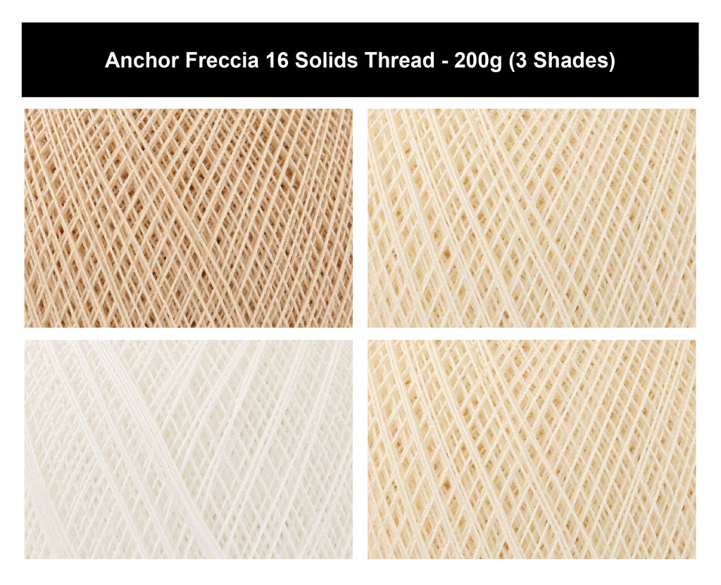 Anchor Freccia 16 Solids Thread Crochet Yarn - 200g, 100% Mercerised Cotton Fine Lace Yarn for Crochet, Knitting, Home Décor & Baby Garments