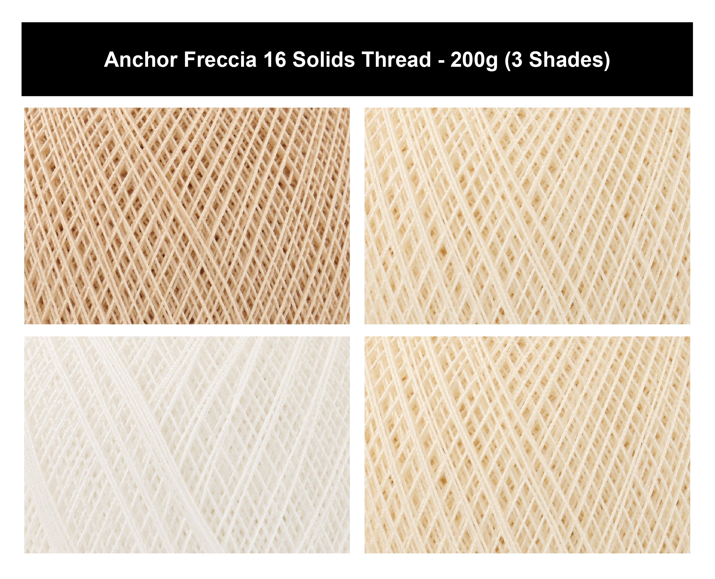 Anchor Freccia 16 Solids Thread Crochet Yarn - 200g, 100% Mercerised Cotton Fine Lace Yarn for Crochet, Knitting, Home Décor & Baby Garments