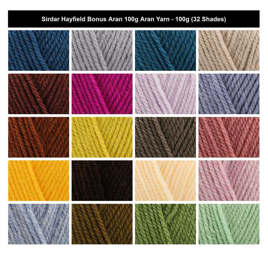 Sirdar Hayfield Bonus Aran Crochet Yarn - 100g, 100% Acrylic Machine Washable Knitting Wool for Cardigans, Jumpers, Sweaters & Toys