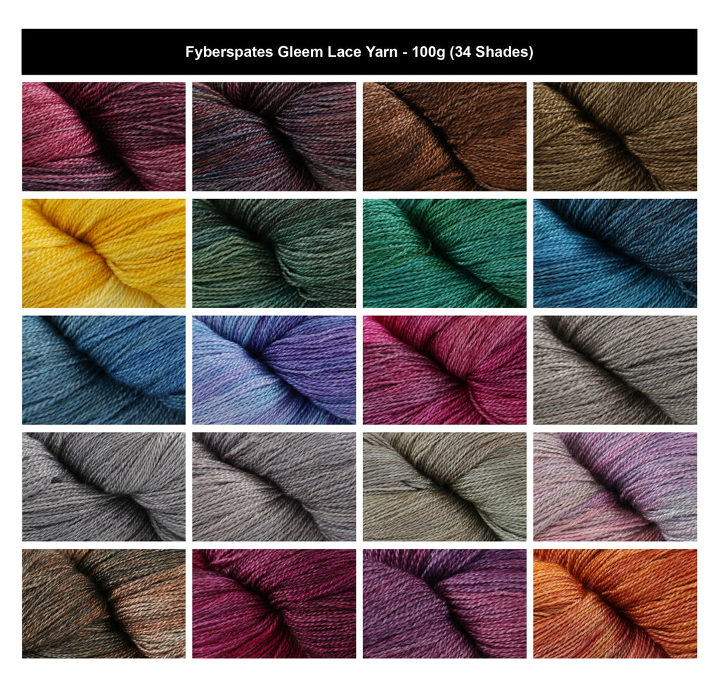 Fyberspates Gleem Lace Crochet Yarn - 100g, Bluefaced Leicester & Silk Blend Lightweight Hand Dyed Knitting Wool for Shawls, Wraps & Lace Garments