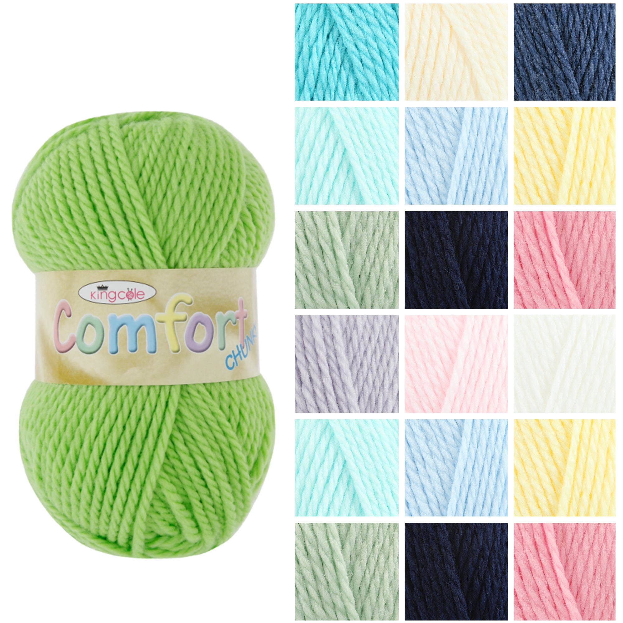 King Cole Comfort Chunky Yarn – 60% Acrylic 40% Nylon Soft Chunky Yarn 106 m for Knitting & Crochet Projects - 100g