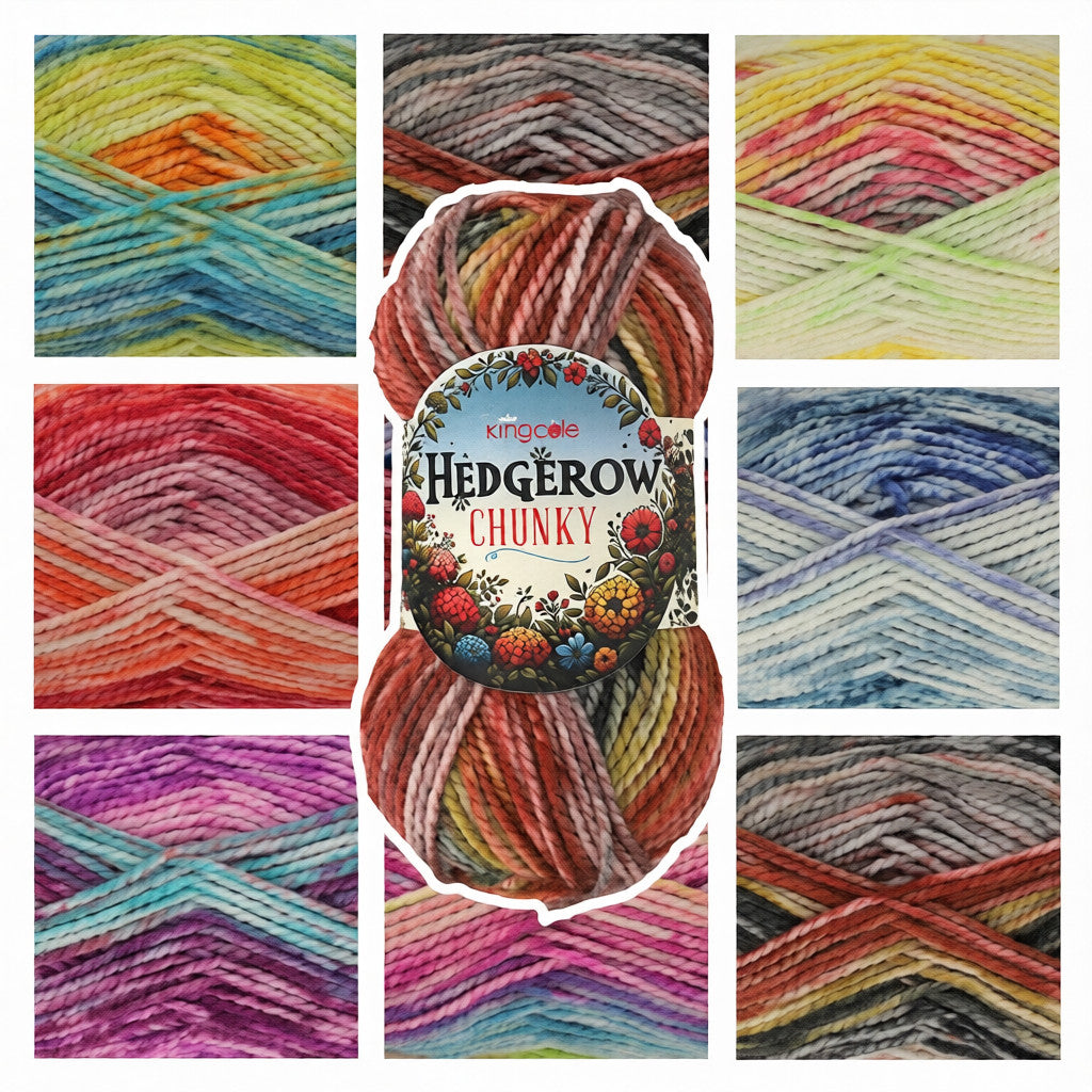 King Cole Hedgerow Chunky Yarn 100% Acrylic Variegated Self-Striping Chunky Knitting & Crochet Yarn 304m for Blankets & Garments - 200g