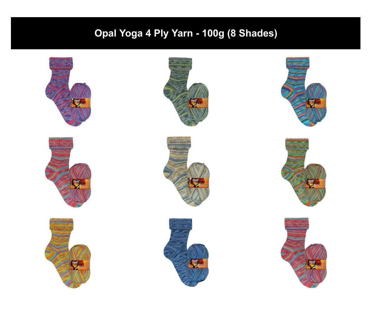 Opal Yoga 4 Ply Sock Yarn - 100g, Wool Blend Breathable Self-Patterning Crochet Knitting Wool Yarn for Striped Gloves, Garments & Accessories