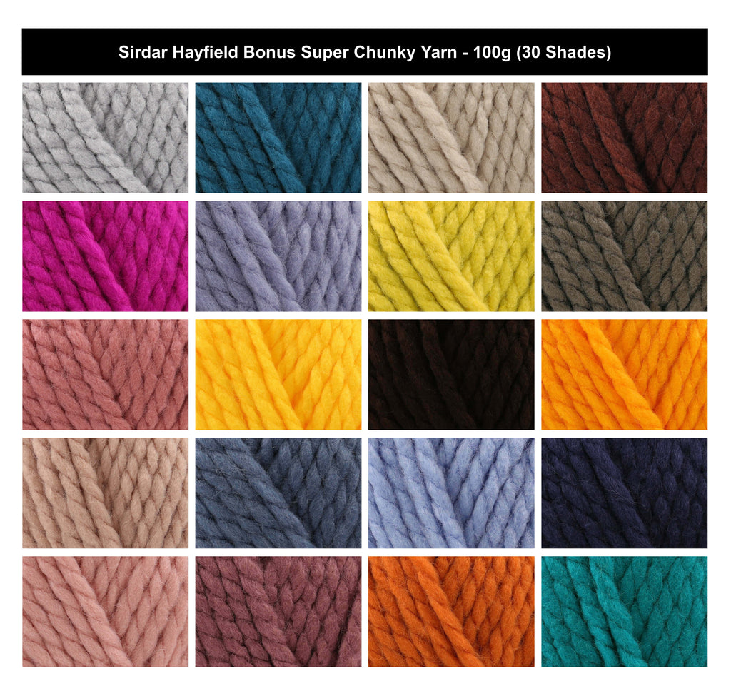 Sirdar Hayfield Bonus Super Chunky Yarn for Crochet - 100g, 100% Acrylic Machine Washable Knitting Wool Yarn for Blankets, Scarves, Hats & Cushions