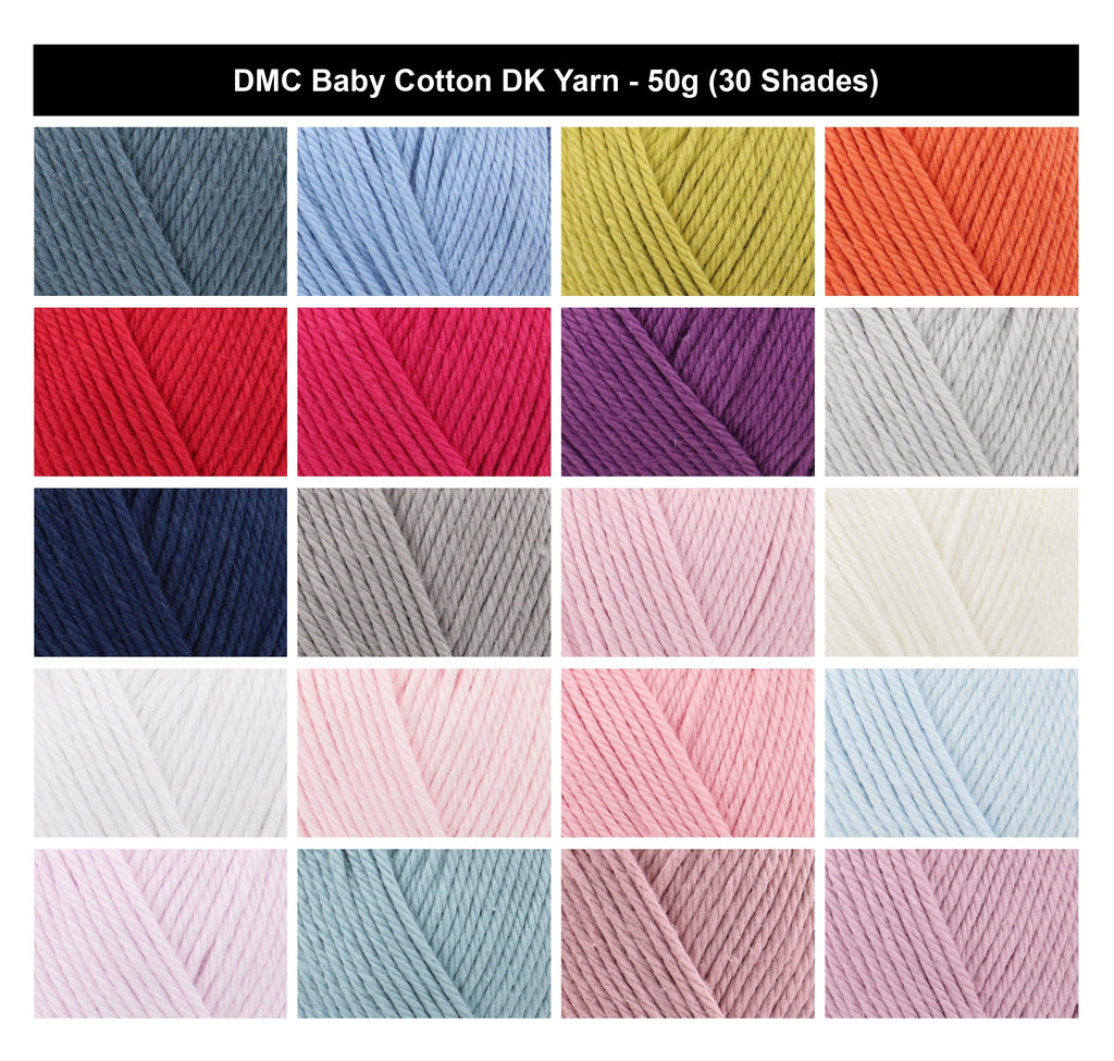 DMC Baby Cotton DK Crochet Baby Yarn - 50g, 100% Unmercerised Cotton Double Knitting Yarn for Babies Toodler Garments, Blankets and Toys