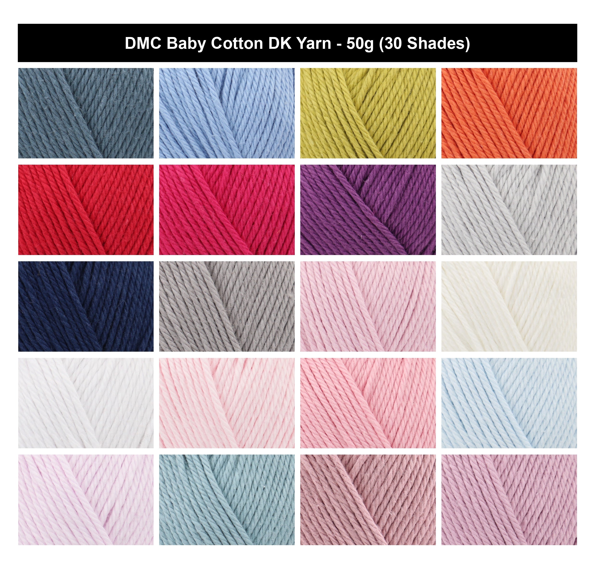 DMC Baby Cotton DK Crochet Baby Yarn - 50g, 100% Unmercerised Cotton Double Knitting Yarn for Babies Toodler Garments, Blankets and Toys