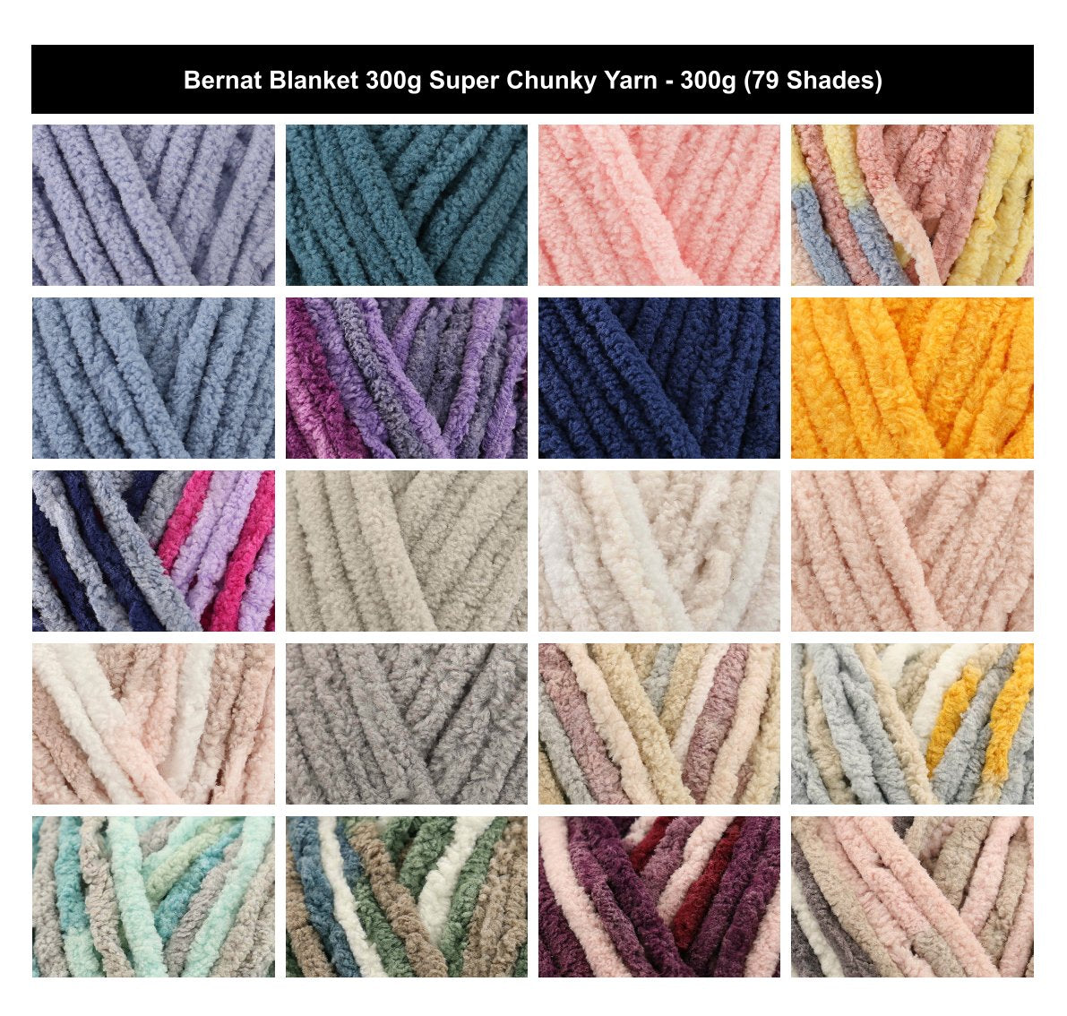 Bernat Blanket Super Chunky Yarn - 300G, 100% Polyester Soft Plush Chenille Thick Crochet & Knitting Wool for Cosy Blankets, Cushion Covers & Home Decor