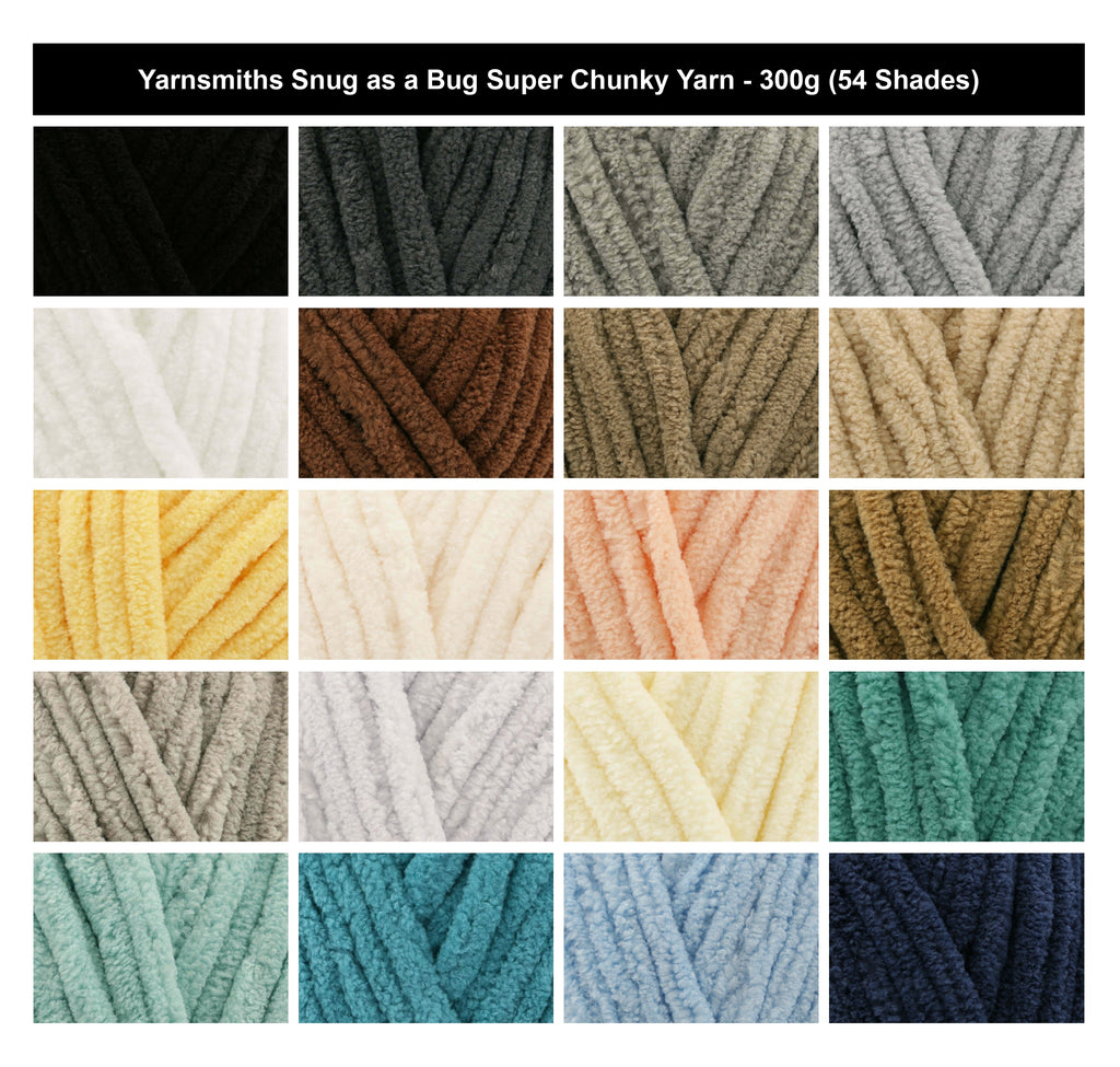 Yarnsmiths Snug as a Bug Super Chunky Yarn - 300g, 100% Polyester Chenille Soft Jumbo Knitting Crochet Yarn for Plush Blanket, Amigurumi & Cardigans