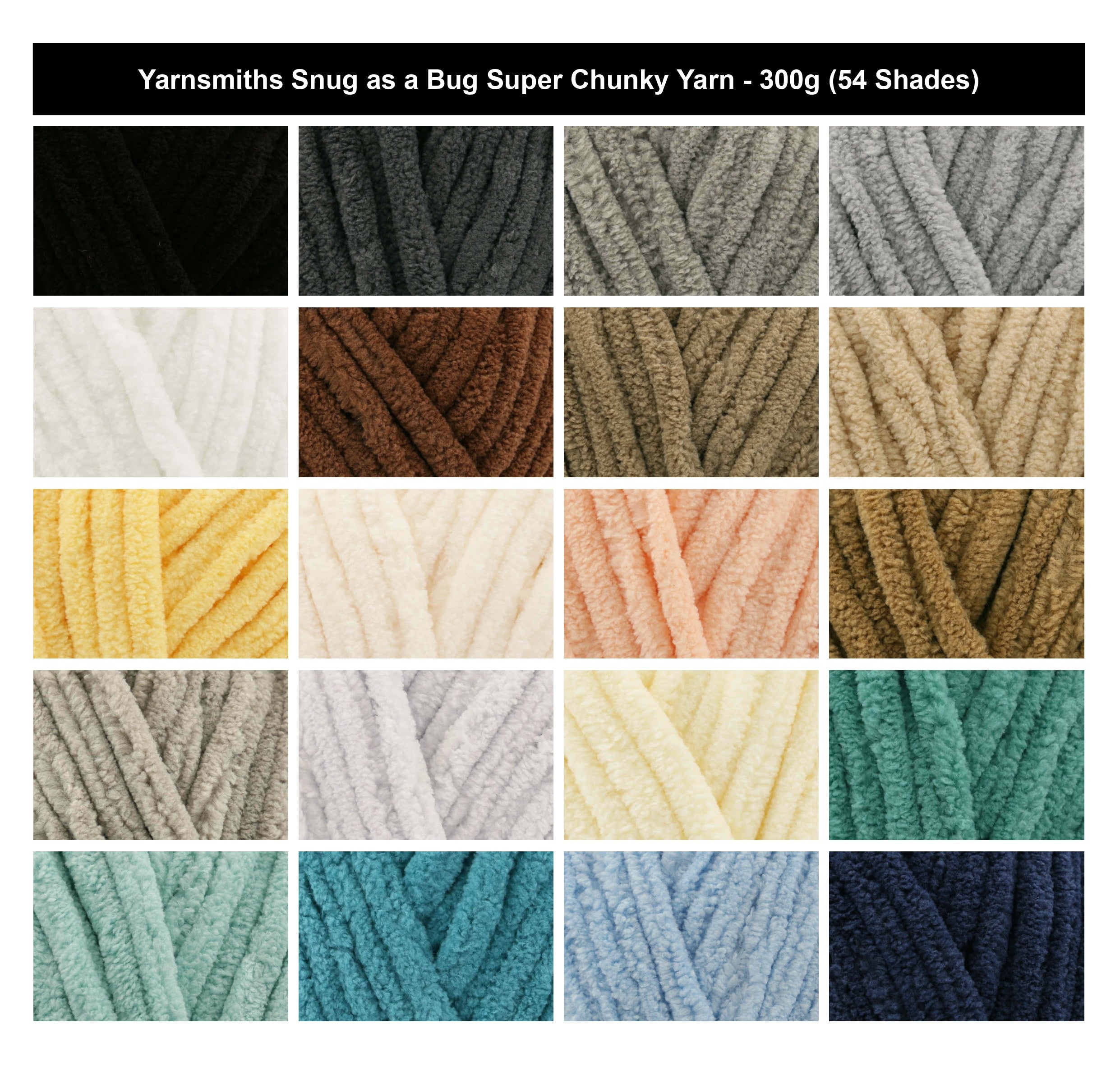 Yarnsmiths Snug as a Bug Super Chunky Yarn - 300g, 100% Polyester Chenille Soft Jumbo Knitting Crochet Yarn for Plush Blanket, Amigurumi & Cardigans
