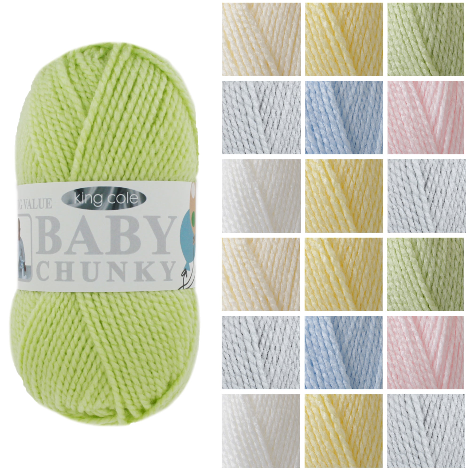 King Cole Big Value Baby Chunky Yarn – 100% Acrylic, 152m Soft & Squishy Baby Knitting & Crochet Yarn - 100g