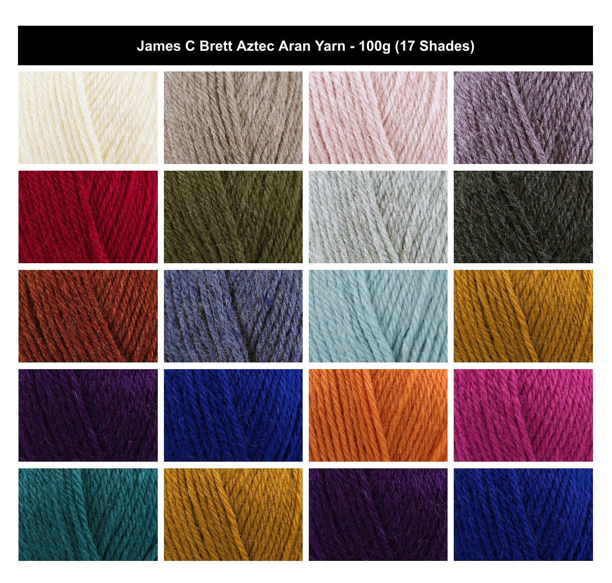 James C Brett Aztec Aran Crochet Yarn - 100g, Soft Acrylic & Alpaca Blend Knitting Wool for Winter Garments and Accessories