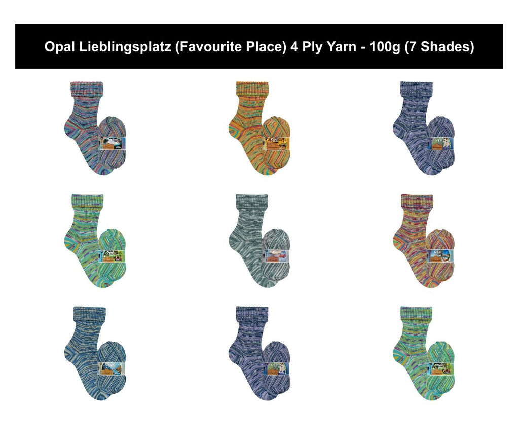 Opal Lieblingsplatz 4 Ply Yarn - 100g, Wool Blend Lightweight Self-Patterning Knitting Sock Yarn for Crochet Shawls, Hats, Gloves & Children's Garments