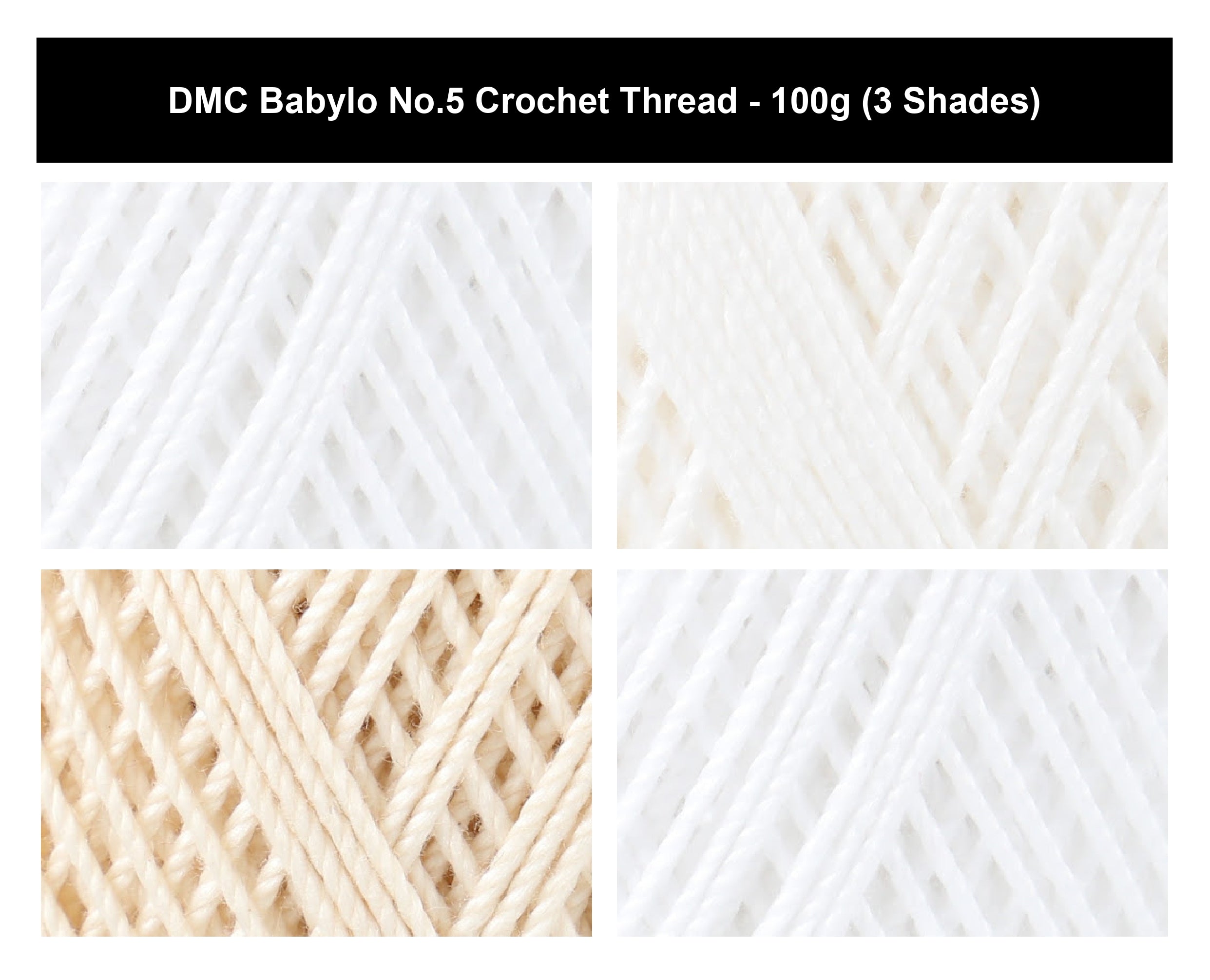 DMC Babylo No.5 Crochet Thread Yarn - 100g, 100% Mercerised Cotton Knitting Yarn for Decorative Lacework, Doilies & Fine Detail Crafting