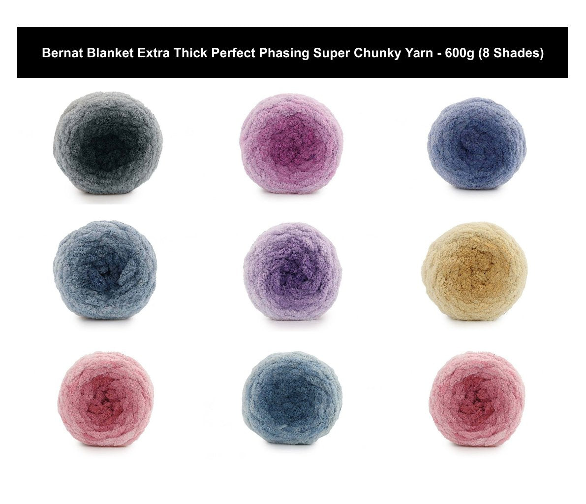 Bernat Blanket Extra Thick Perfect Phasing Super Chunky Yarn - 600G, 100% Polyester Soft Chenille Gradient Thick Jumbo Crochet & Knitting Wool for Cushions & Blankets