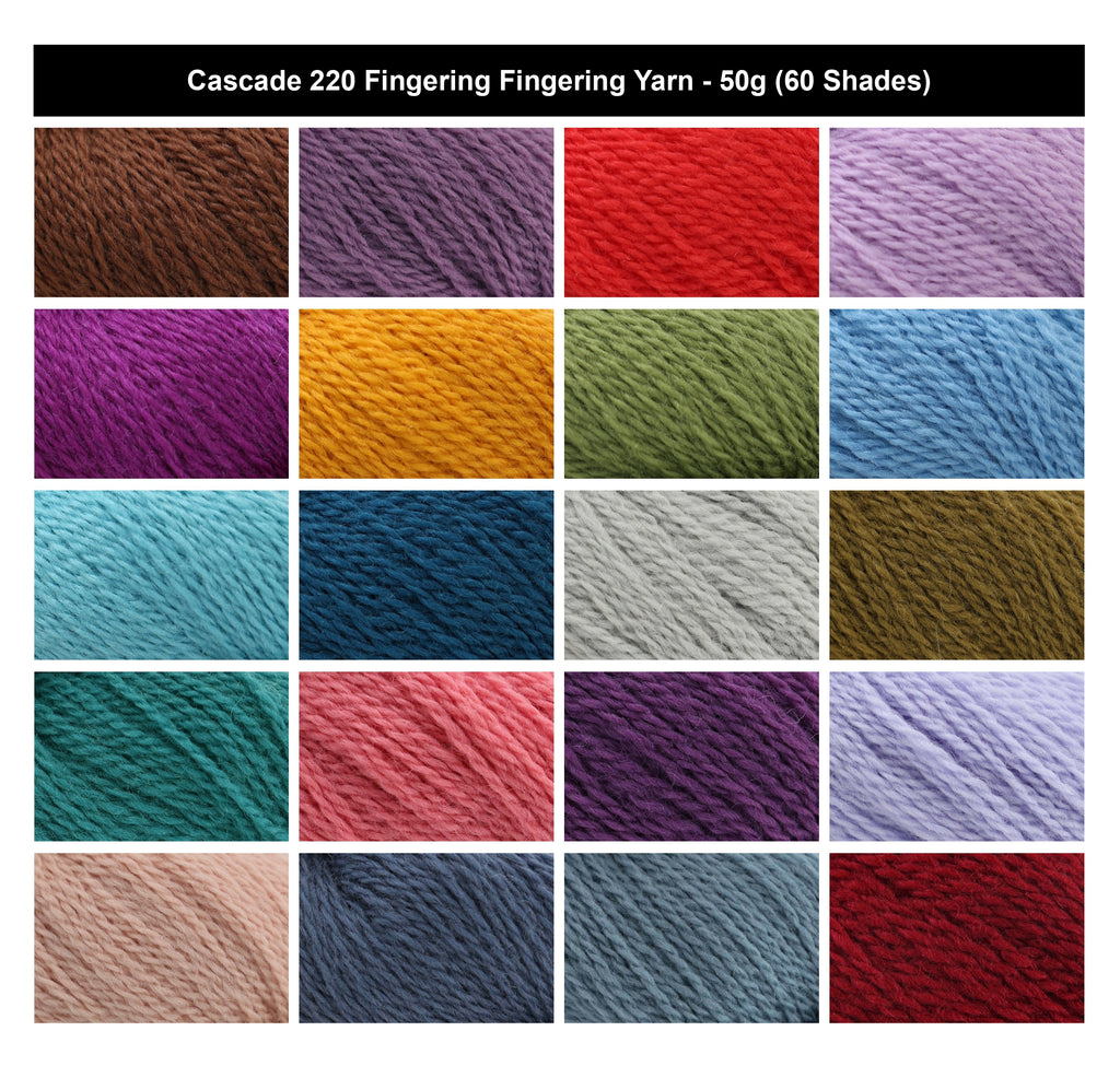 Cascade 220 Fingering 4 Ply Yarn - 50g, Soft 100% Peruvian Highland Wool Crochet & Knitting Wool Yarn for Sweaters, Mittens, Throws & Felting Projects