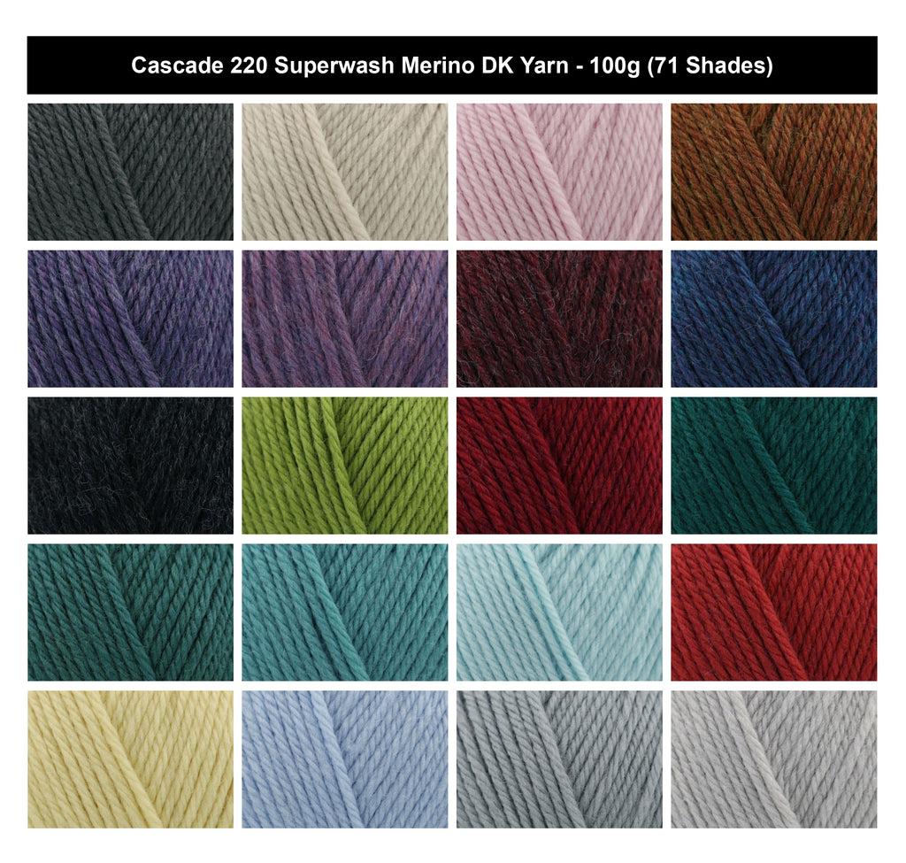 Cascade 220 Superwash Merino DK Yarn - 100g, 100% Merino Wool Soft Lightweight Double Knitting Wool Yarn for Crochet Garments, Blankets & Accessories