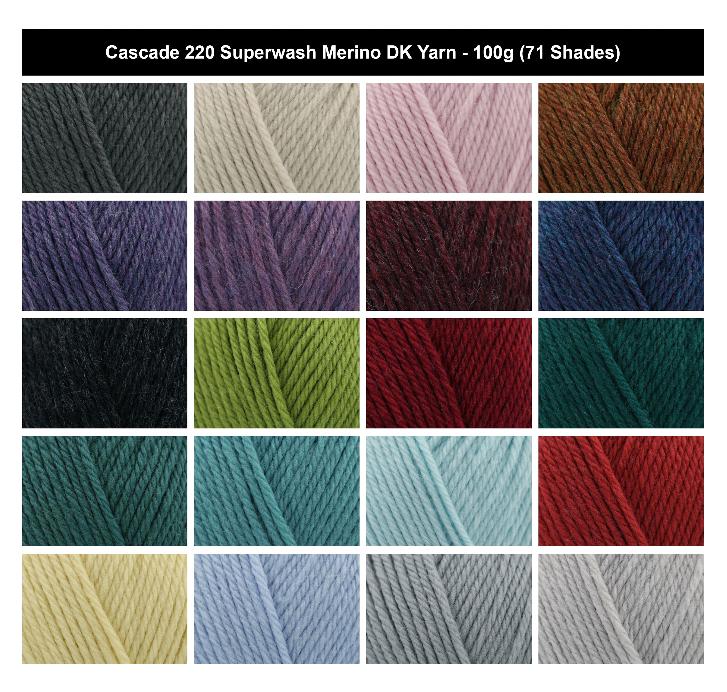 Cascade 220 Superwash Merino DK Yarn - 100g, 100% Merino Wool Soft Lightweight Double Knitting Wool Yarn for Crochet Garments, Blankets & Accessories