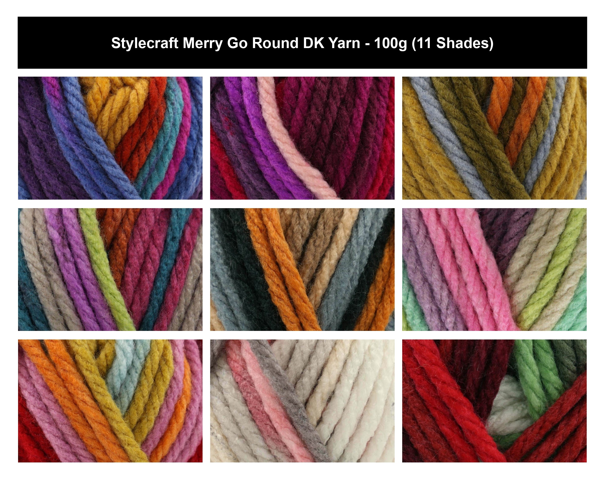 Stylecraft Merry Go Round XL Super Chunky Yarn - 100g, 100% Acrylic Kniiting Crochet Colour Changing Quick-Knit Wool for Funky Cardigans & Jumpers