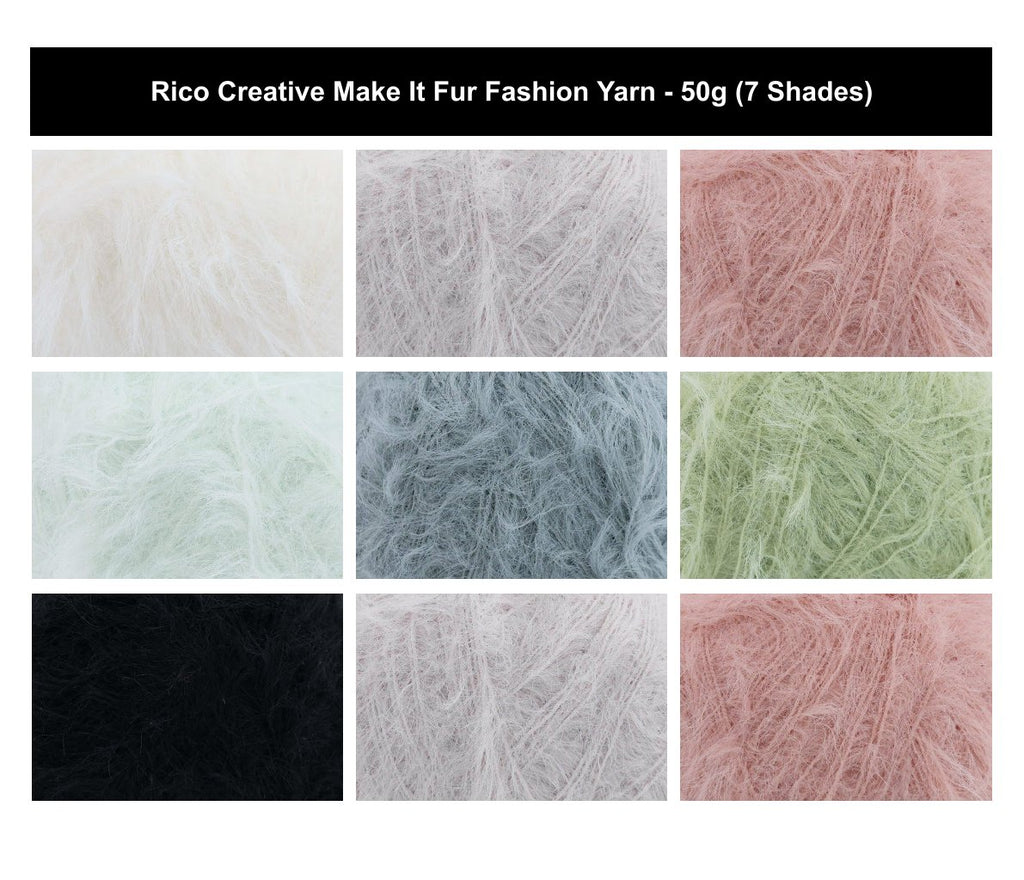 Rico Creative Make It Fur Fashion Yarn - 50G, 100% Polyamide Fashion Weight Faux Fur Effect Crochet Knitting Yarn for Garments & Accessories