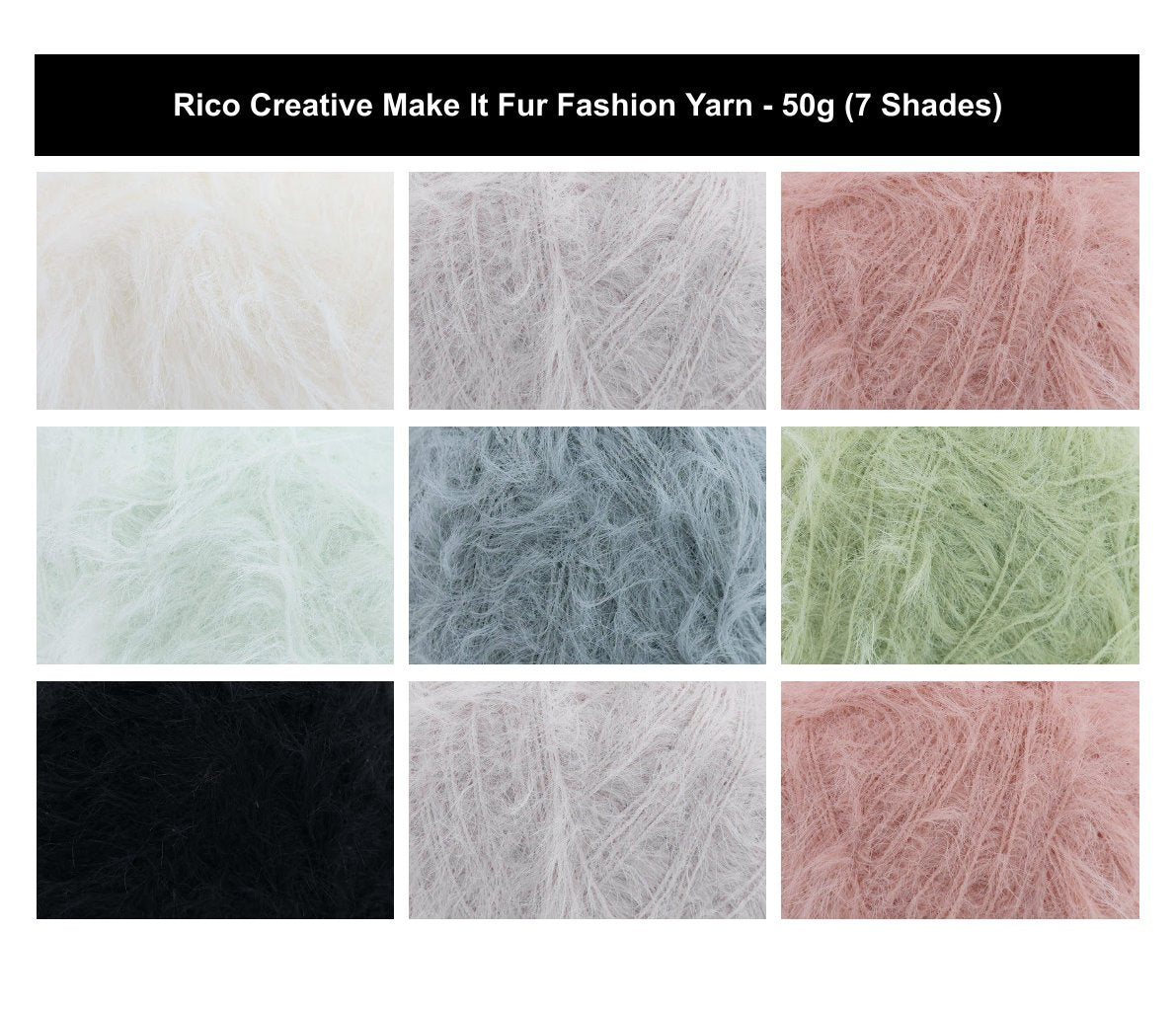 Rico Creative Make It Fur Fashion Yarn - 50G, 100% Polyamide Fashion Weight Faux Fur Effect Crochet Knitting Yarn for Garments & Accessories