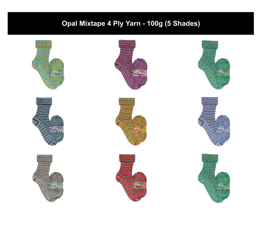 Opal Mixtape 4 Ply Crochet Yarn - 100g, Wool Blend Soft Self-Patterning Knitting Sock Yarn for Gloves, Scarves & Children’s Garments