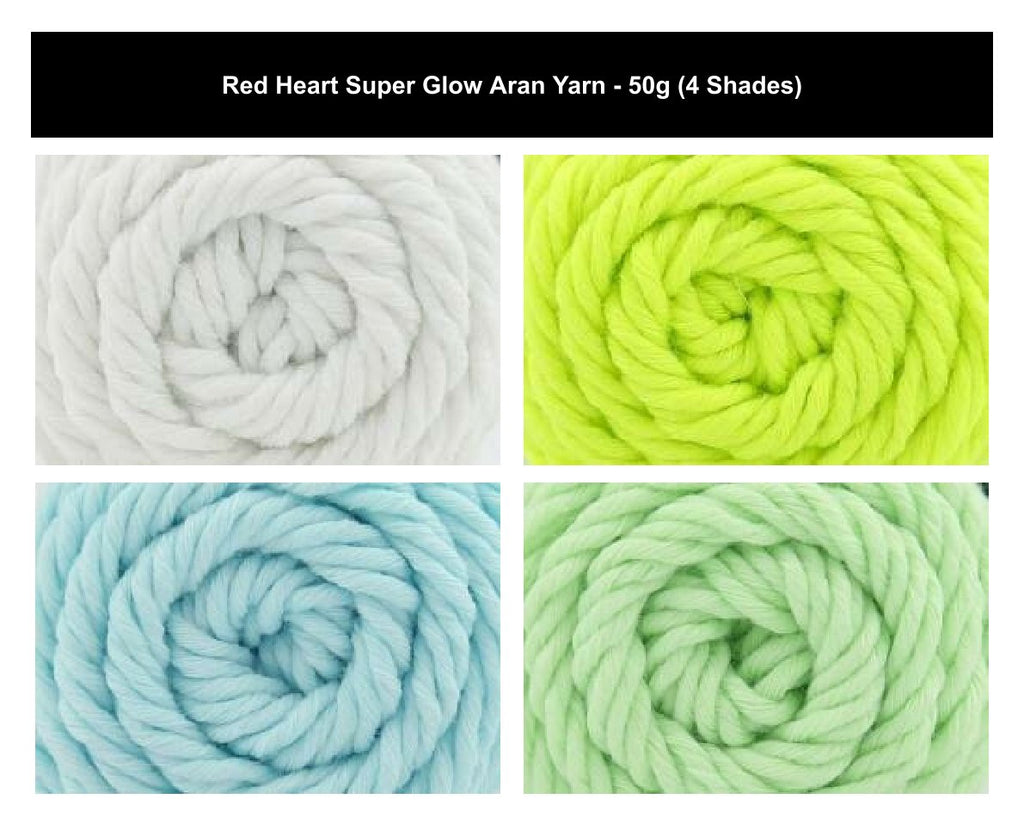 Red Heart Super Glow Crochet Yarn - 50g, 100% Polyester Glow In The Dark Phosphorescent Knitting Wool for Halloween Decorations, Costumes & Accessories