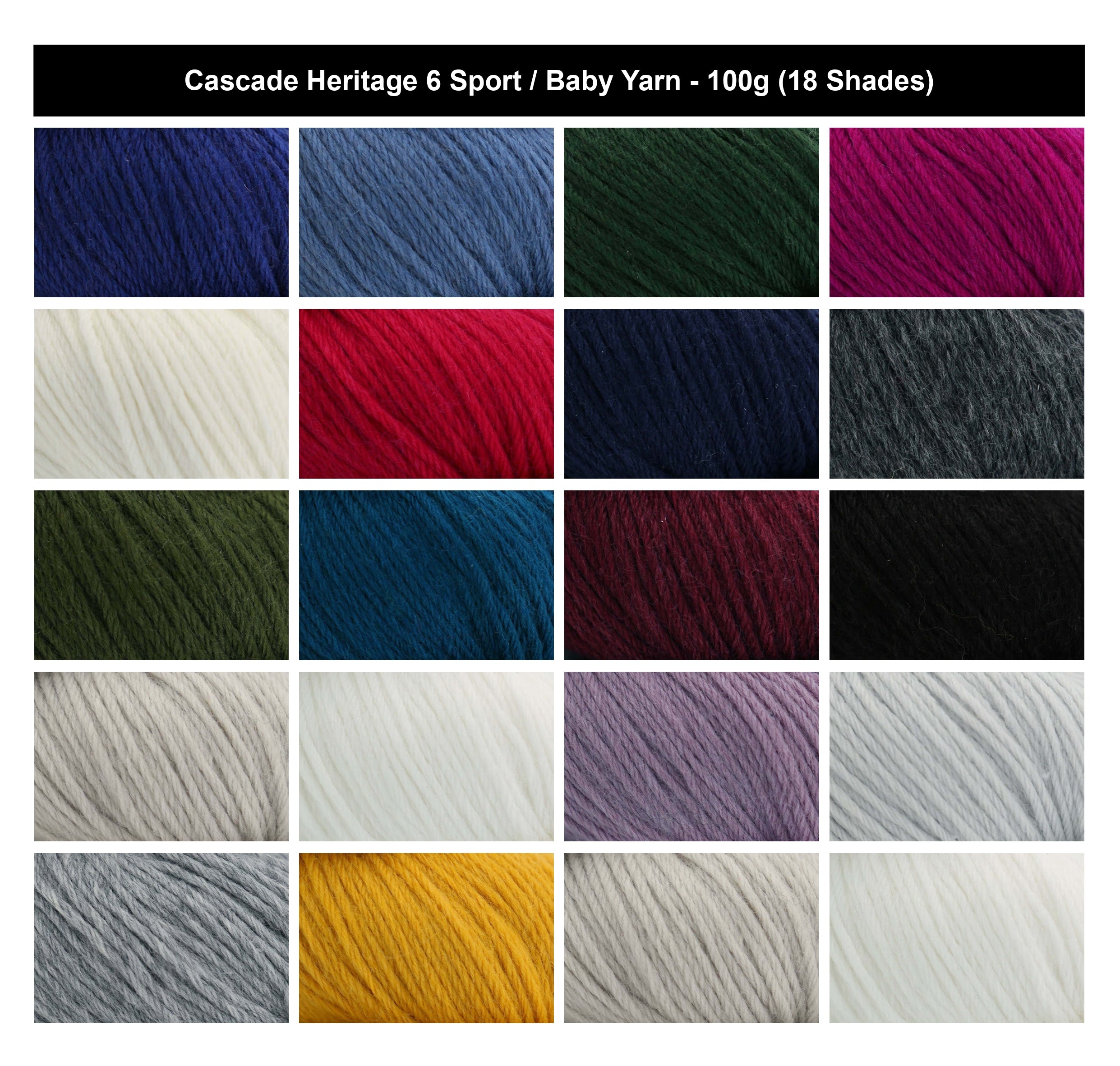 Cascade Heritage 6 Sport Weight Baby Yarn - 100g, Luxury Wool & Nylon Blend Lace Crochet Yarn Sock Knitting Wool for Socks, Garments & Everyday Accessories
