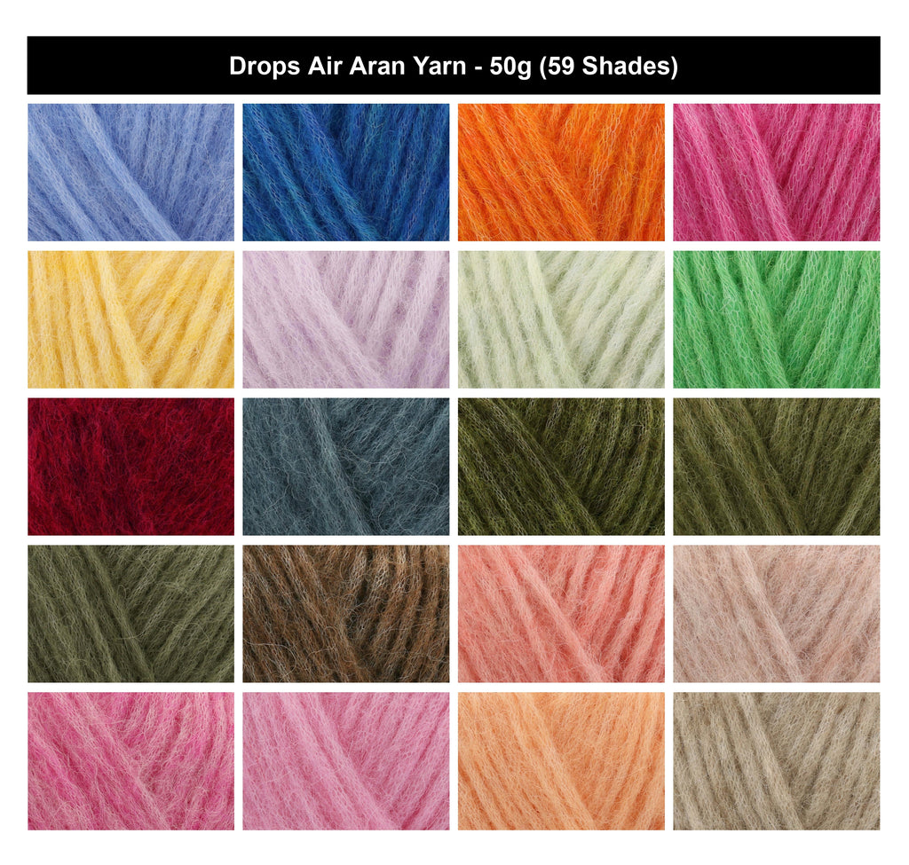 Drops Air Aran Yarn for Crochet - 50g, Luxury Alpaca Polyamide & Wool Blend Lightweight Knitting Wool for Sweaters, Jackets & Cosy Accessories