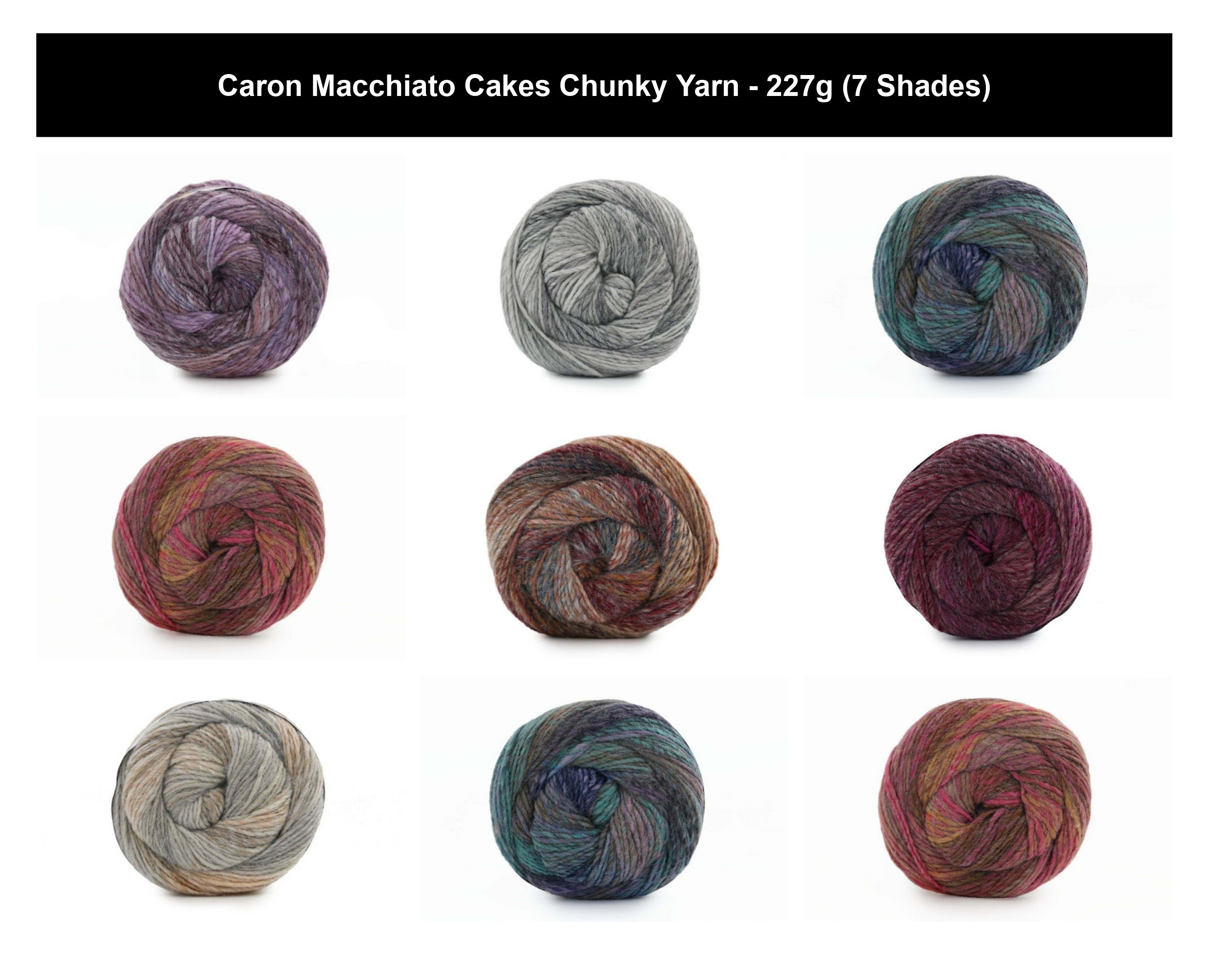 Caron Macchiato Cakes Chunky Crochet Yarn - 227g, Acrylic Wool Blend Creamy Tones Gradient Knitting for Blankets, Home Accessories, Jumpers & Warm Scarves