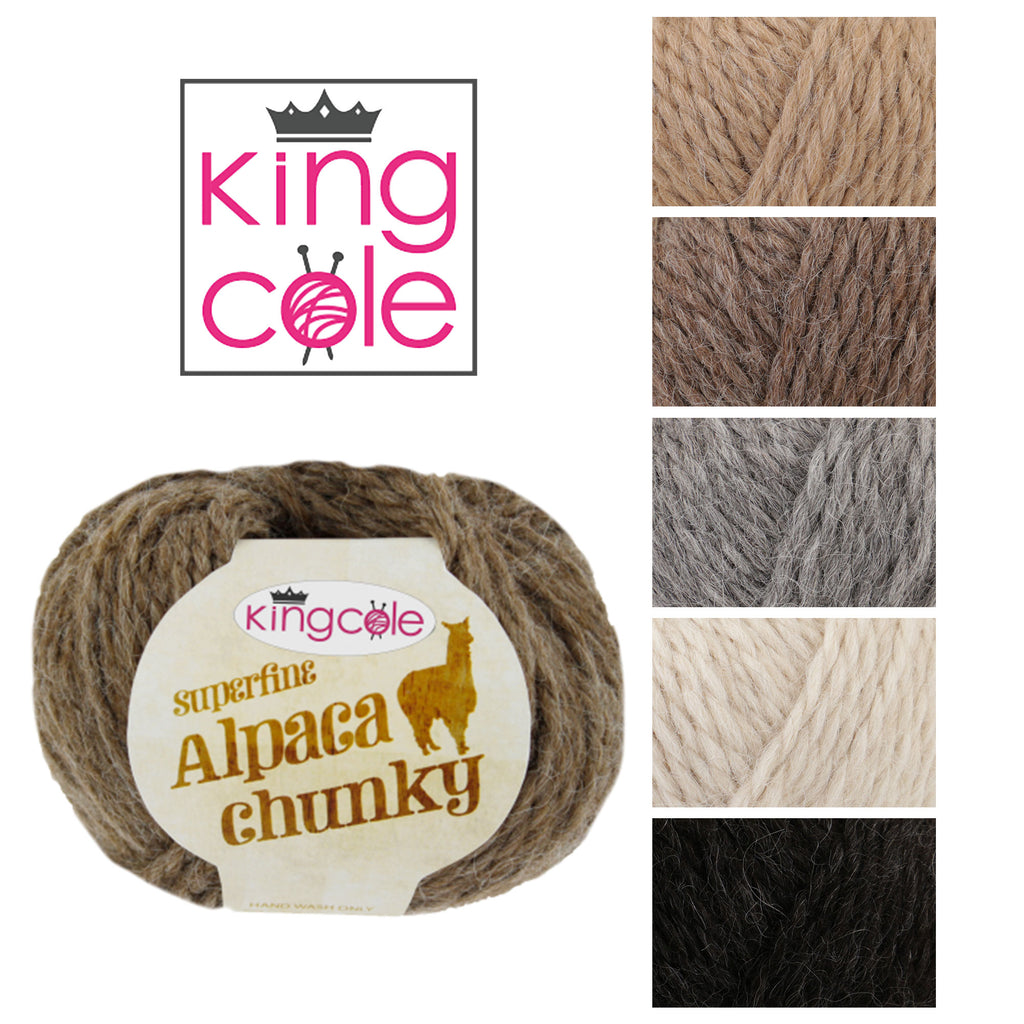 King Cole Superfine Alpaca Chunky Yarn 100% Alpaca 62m Luxurious Soft Chunky Knit Yarn for Scarves, Hats & Shawls - 50g