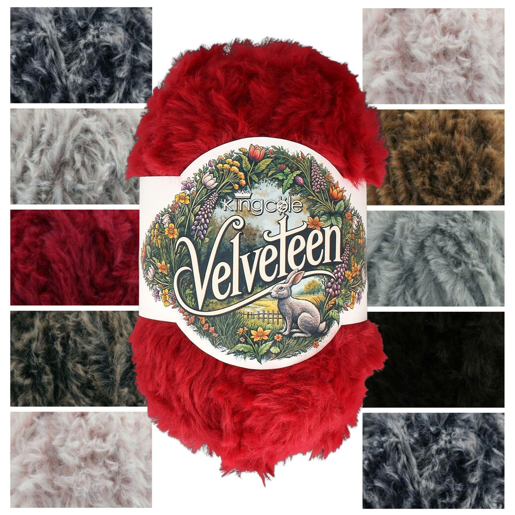 King Cole Velveteen Super Chunky Faux Fur Yarn, Soft Plush Knitting & Crochet Wool, 100% Polyester Realistic Fur Look Yarn - 100g Ball
