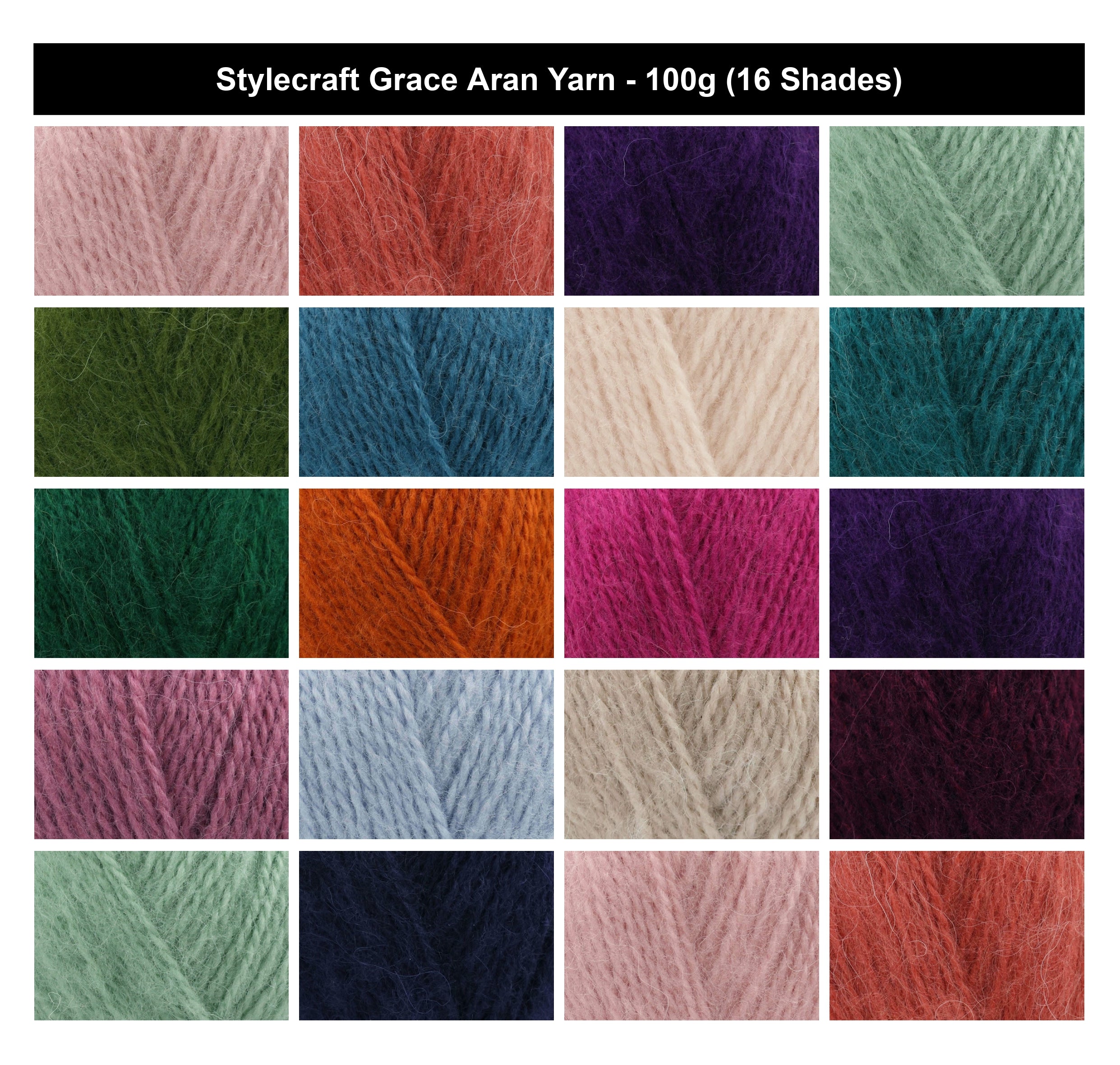 Stylecraft Grace Aran Knitting Crochet Yarn - 100g, Soft Acrylic, Mohair & Wool Blend Soft Lightweight Wool for Layering Jumpers, Sweaters, Cardigans, Hats, Scarves, Shawls & Wraps