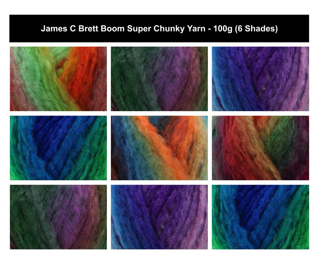 James C Brett Boom Super Chunky Yarn - 100g, Soft Acrylic & Polyamide Blend Fluffy Crochet Scarf Knitting Yarn for Winter Accessories or Warm Gifts