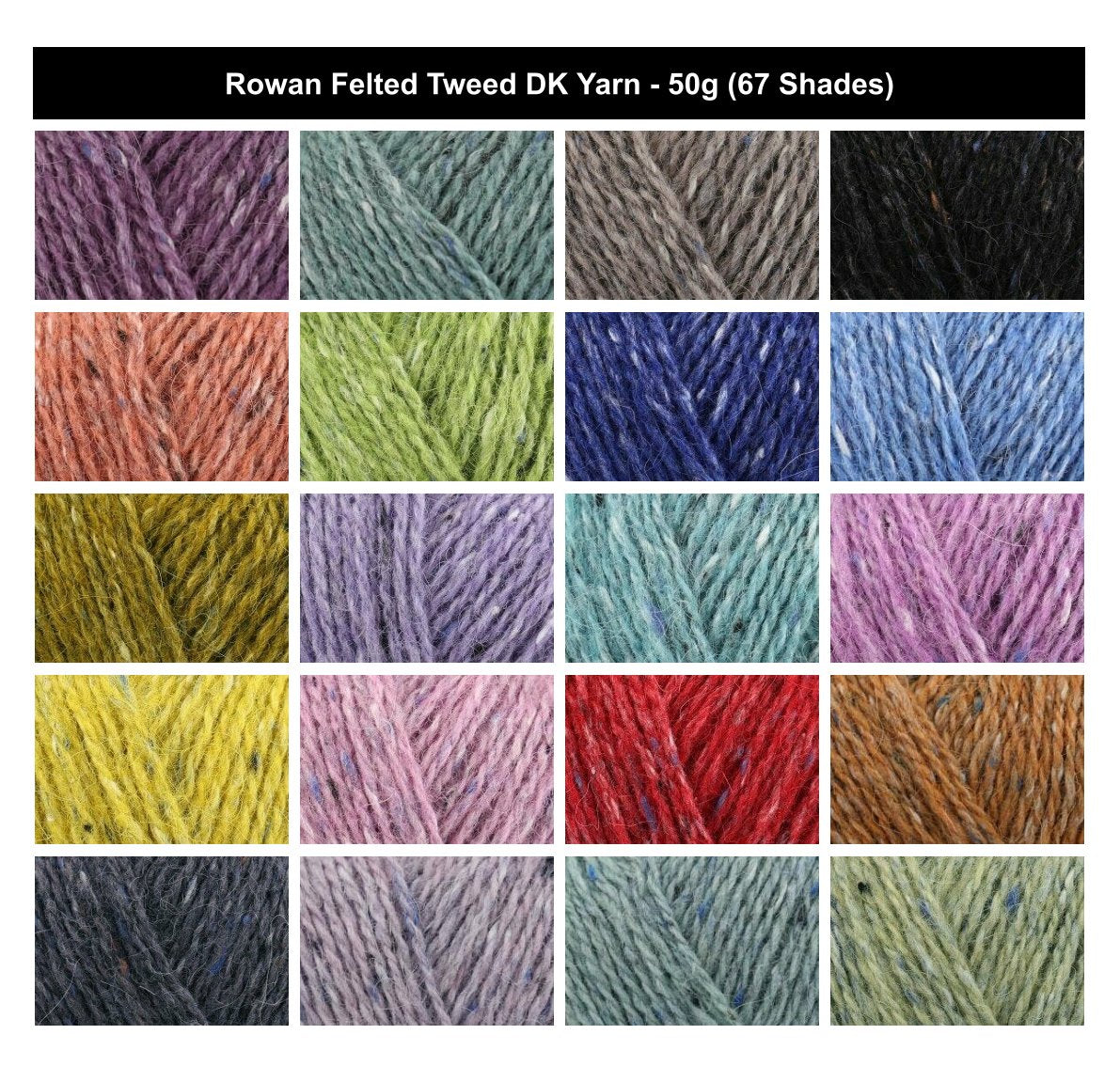 Rowan Felted Tweed DK Crochet Yarn - 50g, Wool Viscose Alpaca Blend Fair Isle & Striping Double Knitting Yarn for Sweaters, Hats, Scarves & Bags