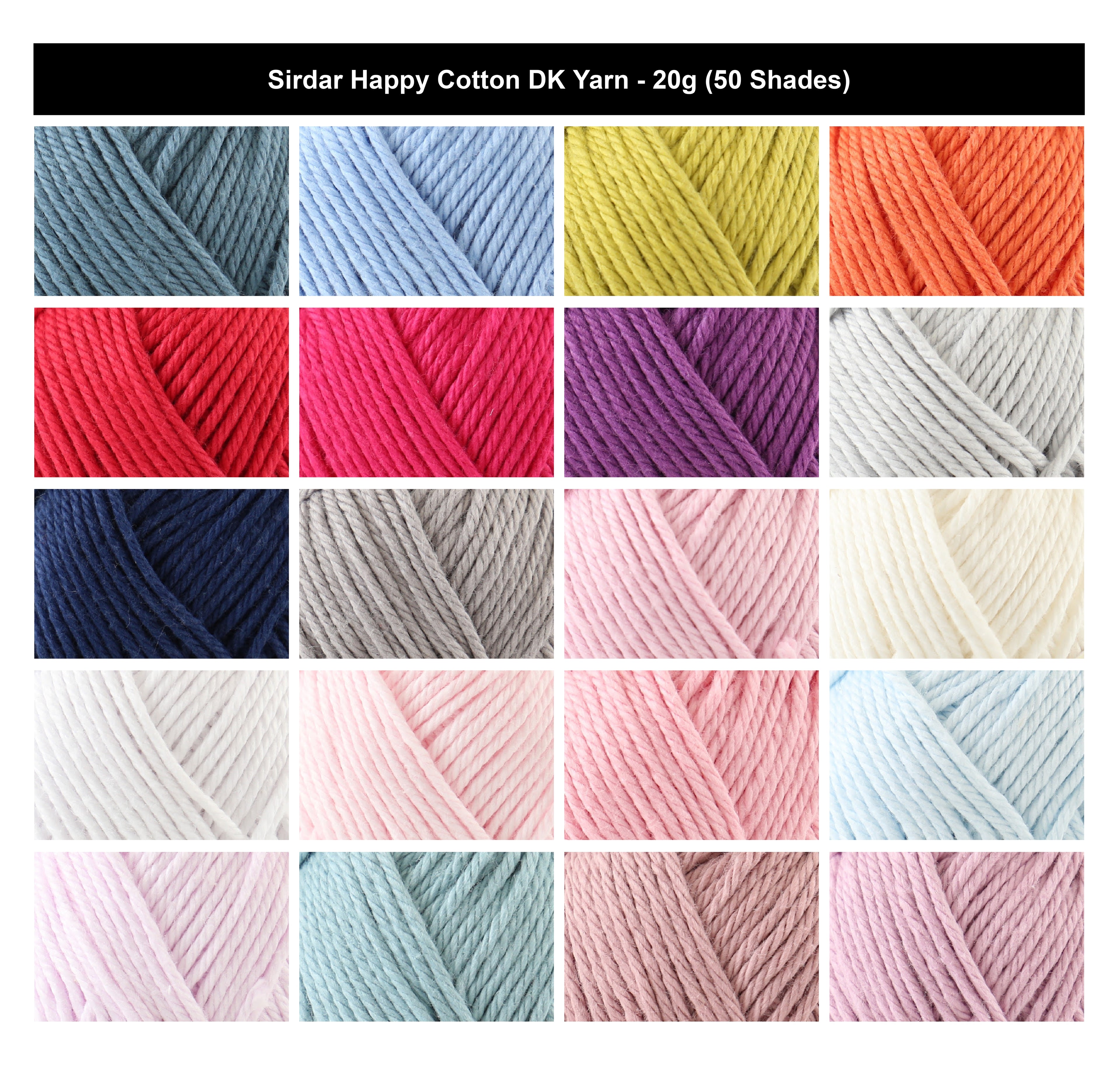 Sirdar Happy Cotton DK Yarn for Crochet 20g, 100% Cotton Soft & Smooth Double Knitting Yarn for Amigurumi, Miniature Makes & Small Toy Projects
