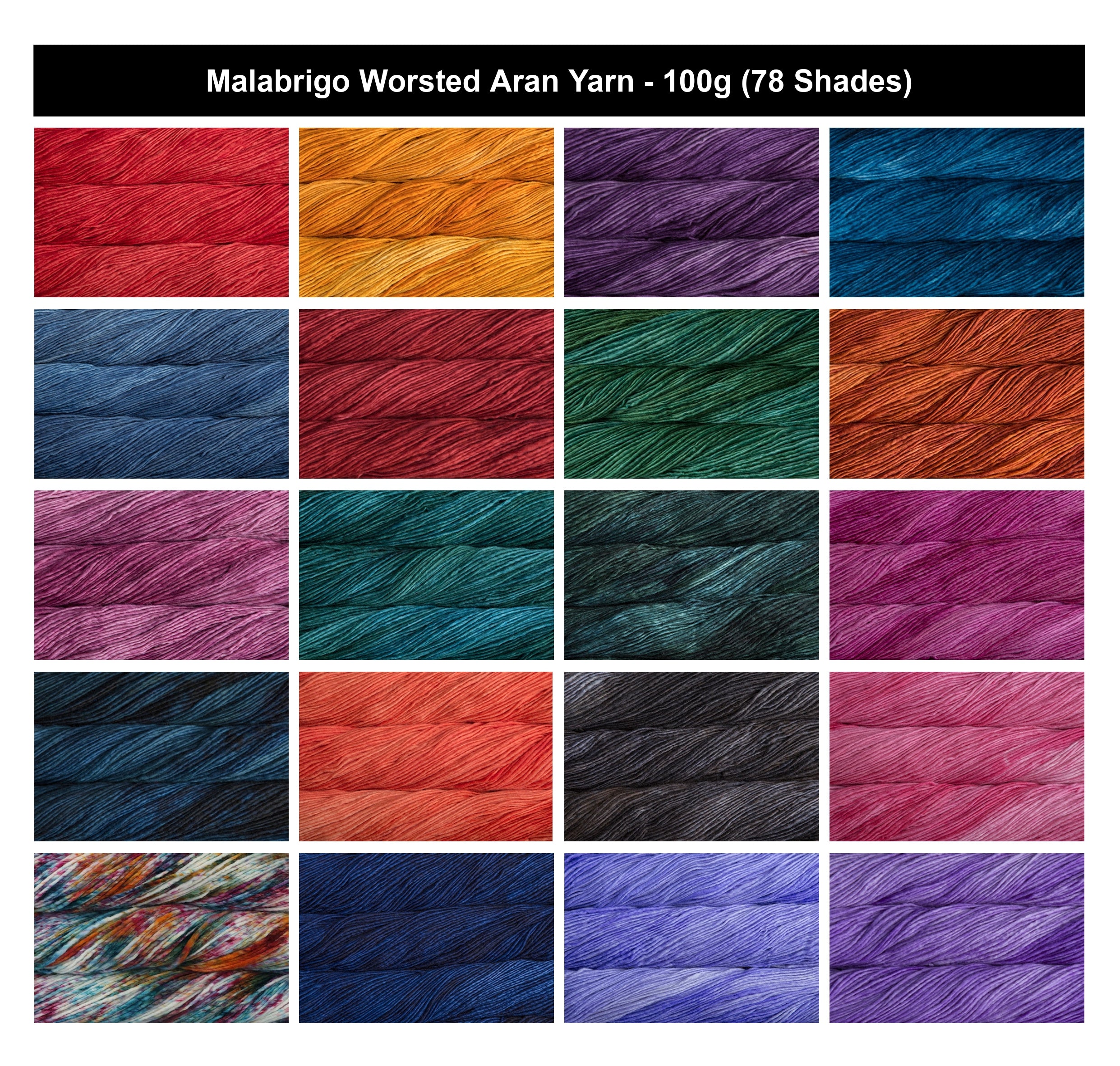 Malabrigo Washted Crochet Aran Yarn - 100g, 100% Uruguayan Merino Wool Single Ply Hand Dyed Dyed Yarn – Soft Wool Yarn for Knitting, Crochet & Felting Projects