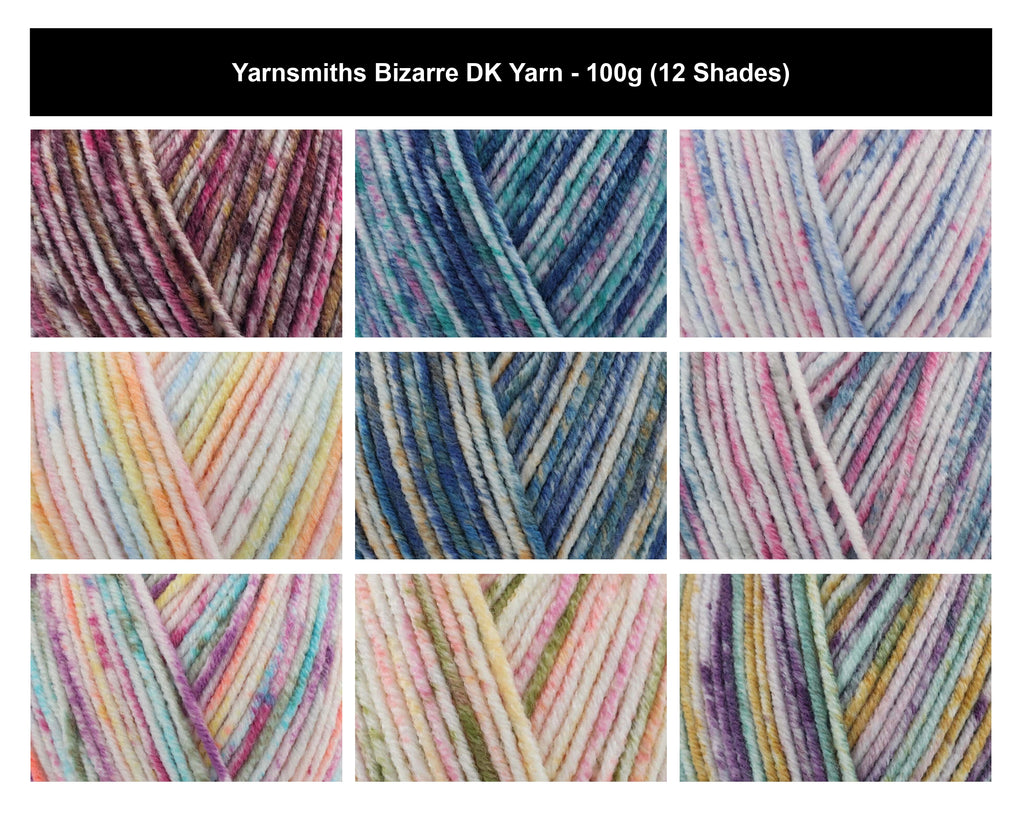Yarnsmiths Bizarre DK Yarn For Crochet - 100g, Luxury 100% Acrylic Self-Striping Anti-Pilling Soft Double Knitting Wool for Baby Cardigans & Toys