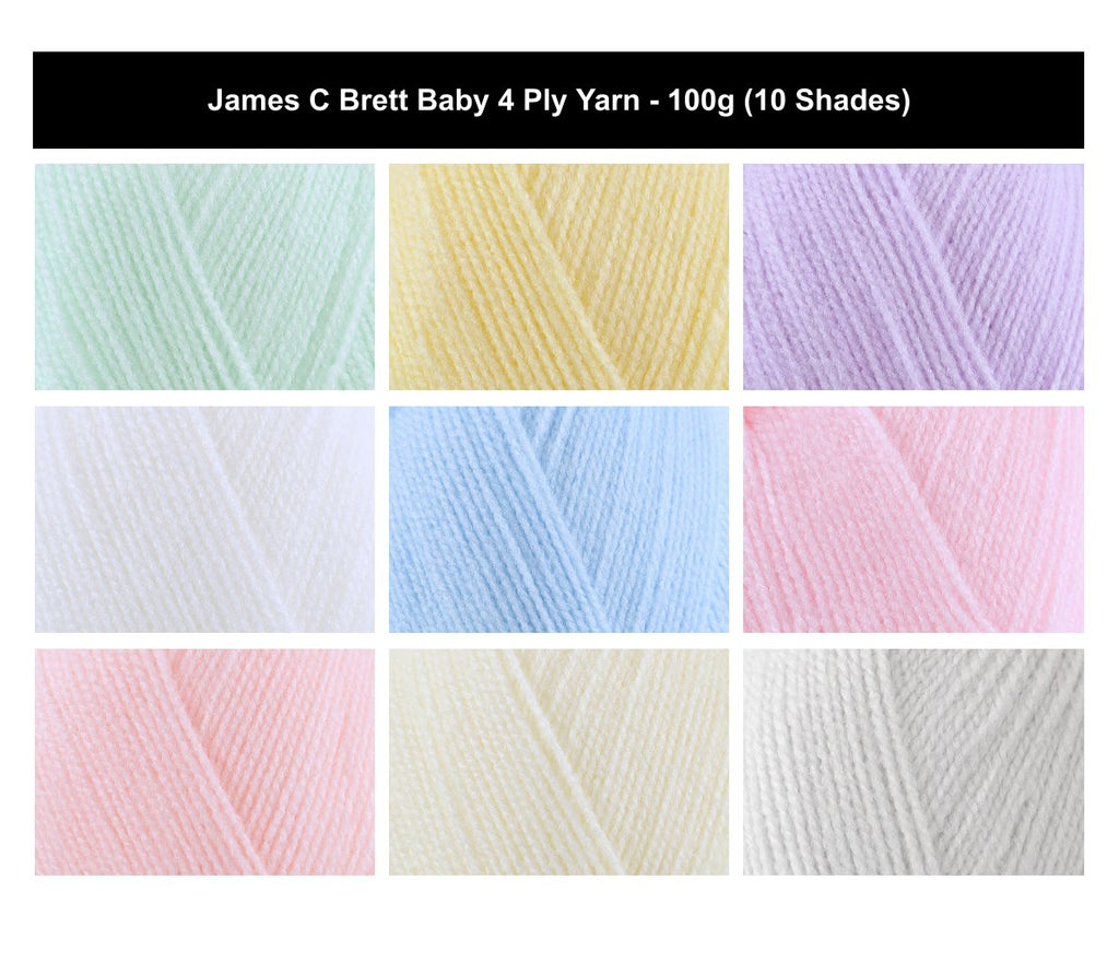 James C Brett 4 Ply Baby Yarn for Crochet - 100g, Soft 100% Acrylic Pastel Shades Skin Friendly Baby Knitting Yarn for Cloths & Accessories