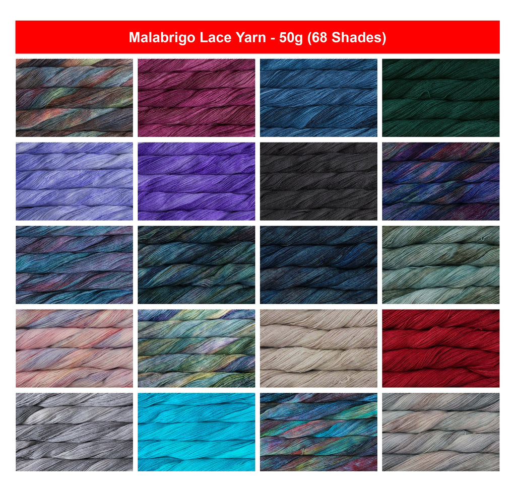 Malabrigo Lace Wool Yarn for Crochet - 50g, 100% Merino Wool Hand Kettle Dyed Variegated Knitting Yarn for Shawls, Scarves, Wraps & Lightweight Garments