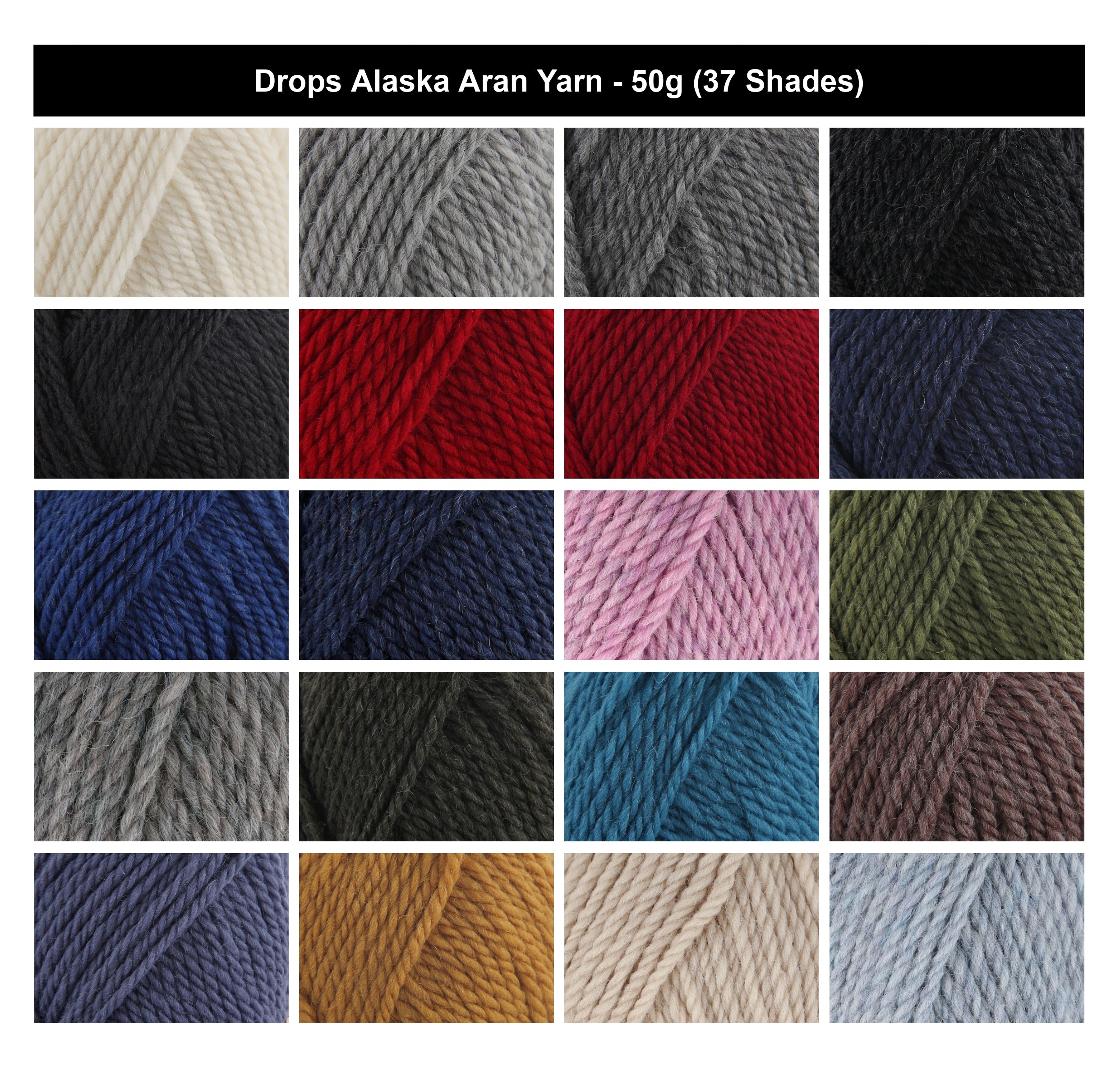 Drops Alaska Aran Yarn for Crochet - 50g, Luxury 100% Wool Classic Spun Rustic Knitting Yarn with Natural Texture for Sweaters, Accessories & Home Décor