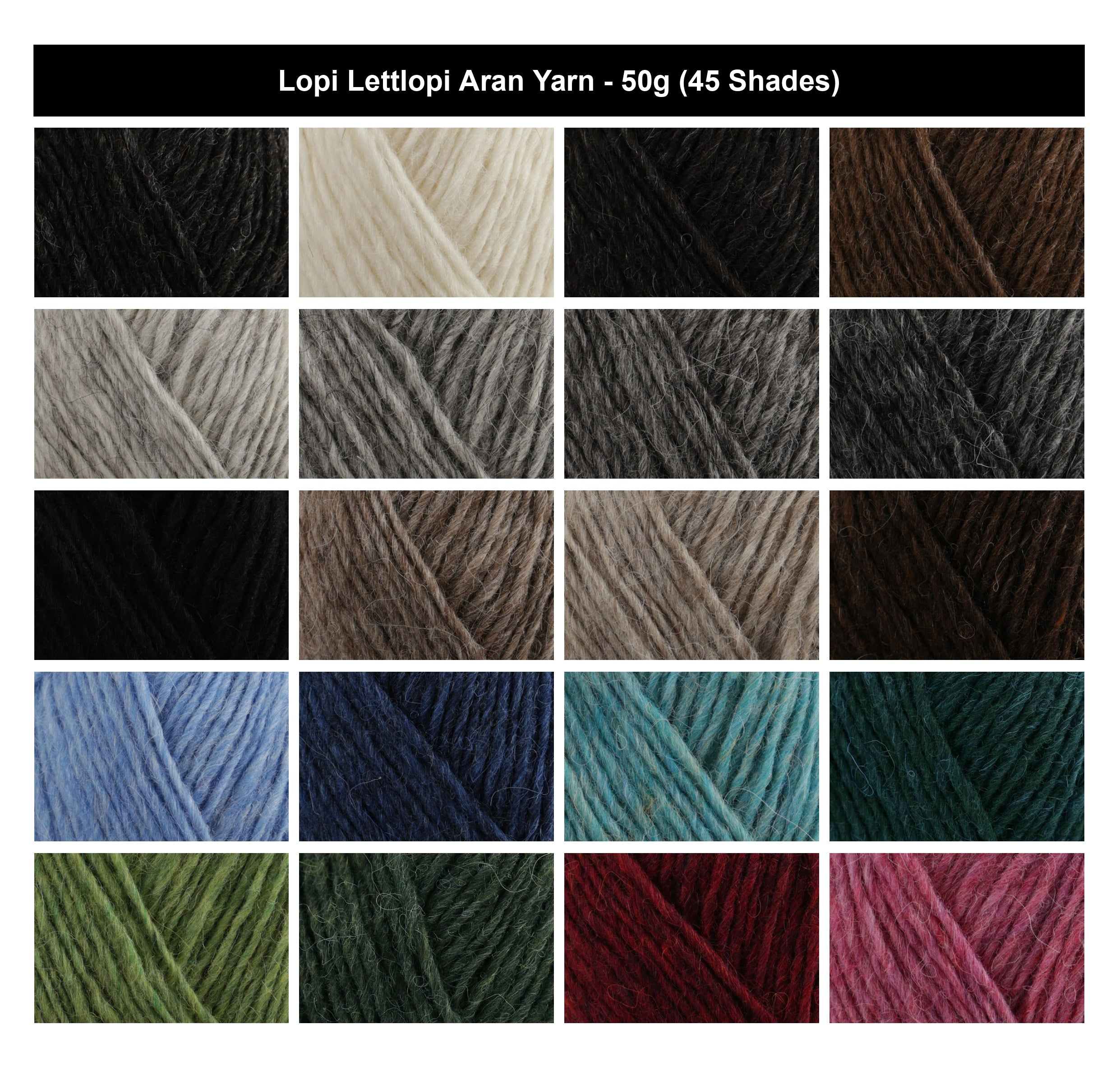 Lopi Lettlopi Aran Crochet Yarn - 50g, 100% Icelandic Wool Rustic Breathable Nordic Pattern Knitting Wool for Scandinavian Colourwork & Winter Garments