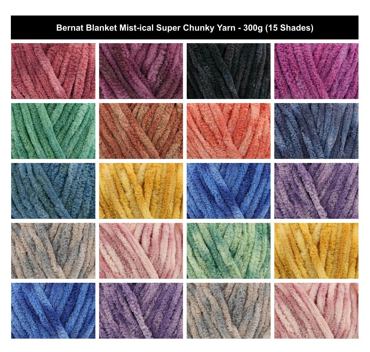 Bernat Blanket Mist-Ical Super Chunky Crochet Yarn - 300G, 100% Polyester Soft Marbled Chenille Bulky Weight Thick Knitting Wool for Blankets, Throws & Afghans