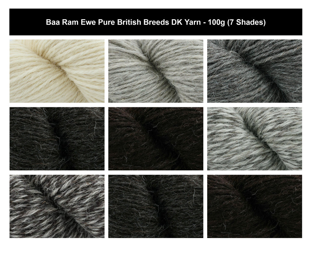 Baa Ram Ewe British Breeds DK Yarn - 100g, 100% Undyed Wool Double Knitting & Crochet Yarn for Jumpers, Sweaters & Accessories