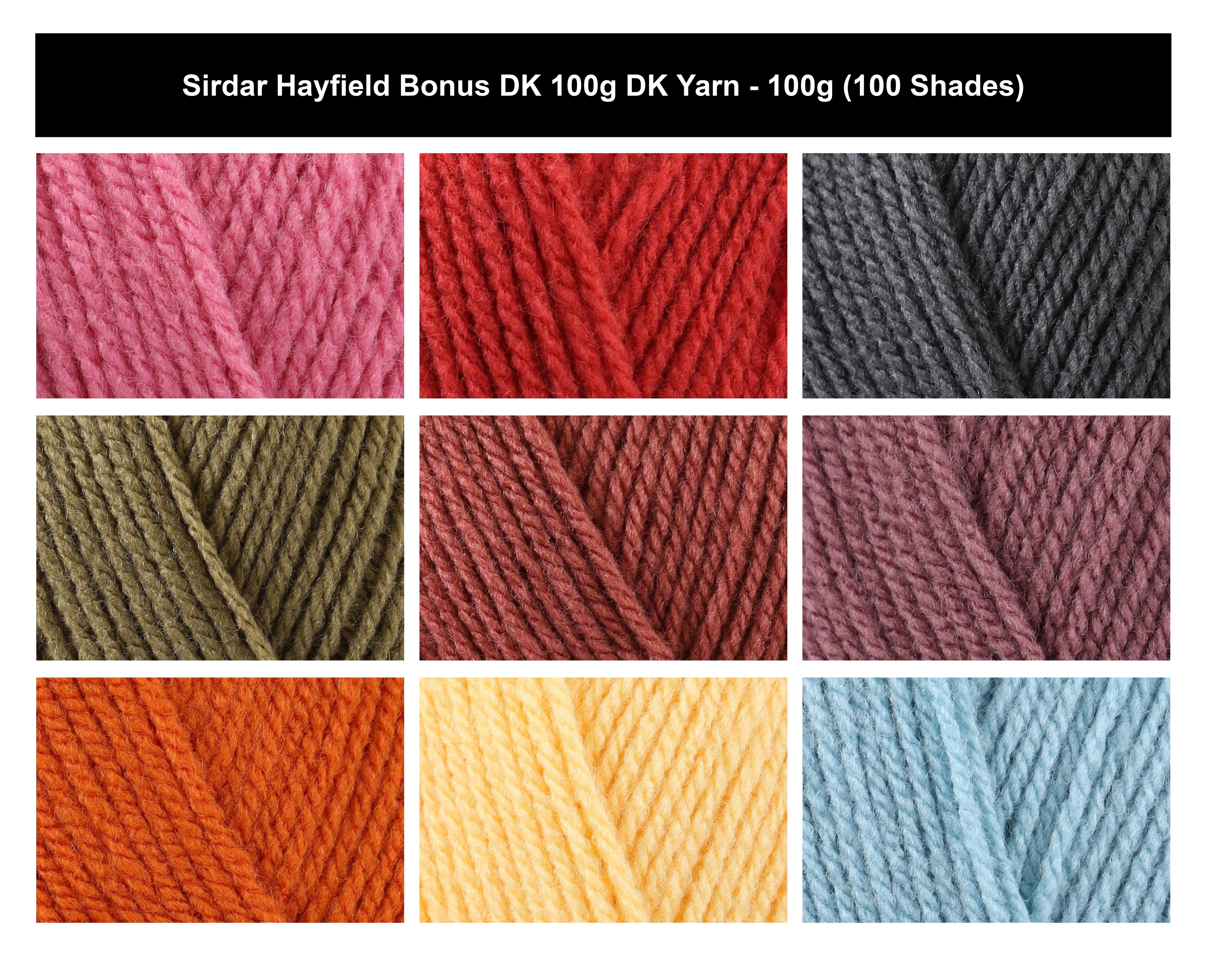 Sirdar Hayfield Bonus DK Crochet Yarn - 100g, 100% Acrylic Double Knitting Yarn Balls for Toys, Blankets, Garments & Accessories