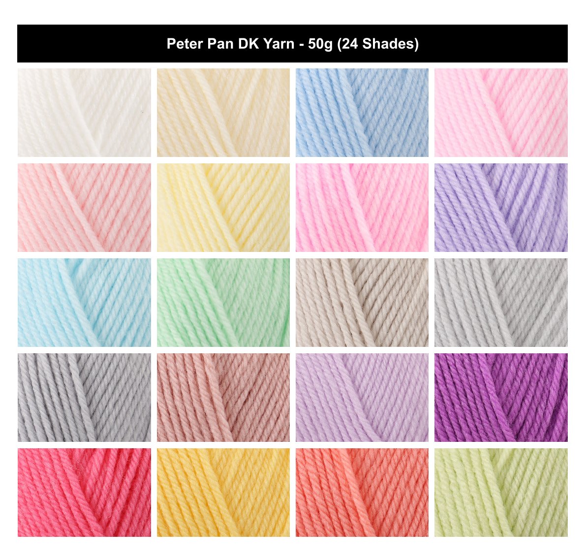 Peter Pan DK Crochet Yarn - 50g, Nylon & Acrylic Blend Soft Lightweight Double Knitting Wool for Baby Garments, Blankets, Cardigans & Accessories