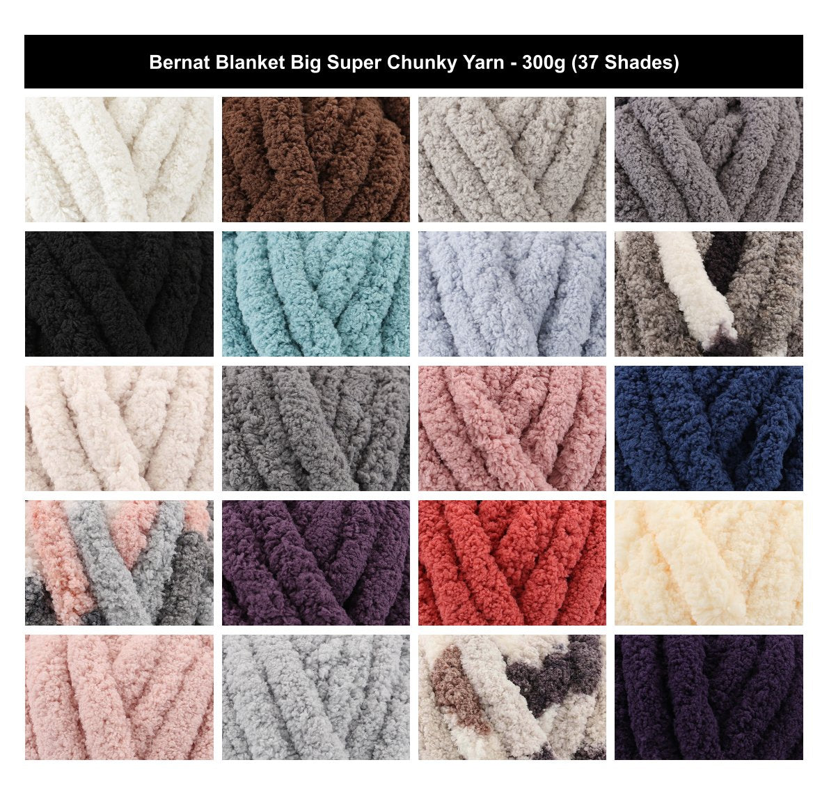Bernat Blanket Big Super Chunky Yarn - 300G, 100% Polyester Fluffy Soft Chenille Thick Jumbo Knitting Wool for Crochet Blanket, Throw & & Arm Knitting
