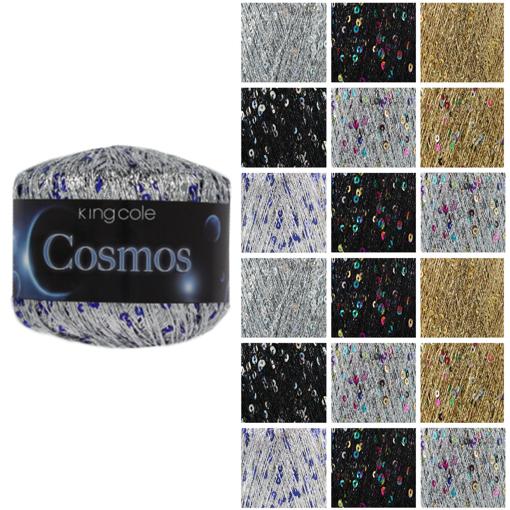 King Cole Cosmos Glitter Yarn 76% Glitter Thread & 24% Payette, Sparkly Fashion Yarn 393 m for Knitting & Crochet - 25g